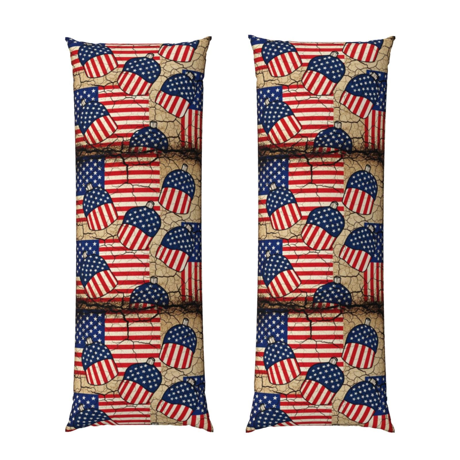 Body Pillow Cover 20x60 Inch, Grunge USA Flag, Long Zippered Pillowcase, Breathable Flannel Fabric, Comfortable Protector for Men Women Bed Couch