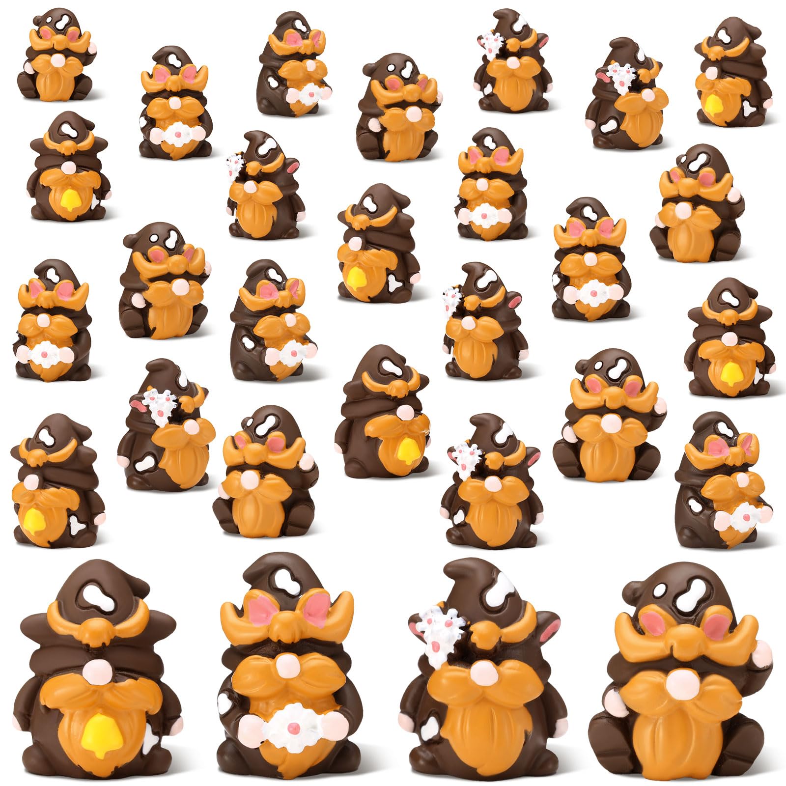 Yuntau 40pcs Mini Resin Spring Flower Highland Cow Gnomes Bulk Miniature Daisy Flower Highland Cow Gnome to Hide for Landscape Outdoor Garden Shelf