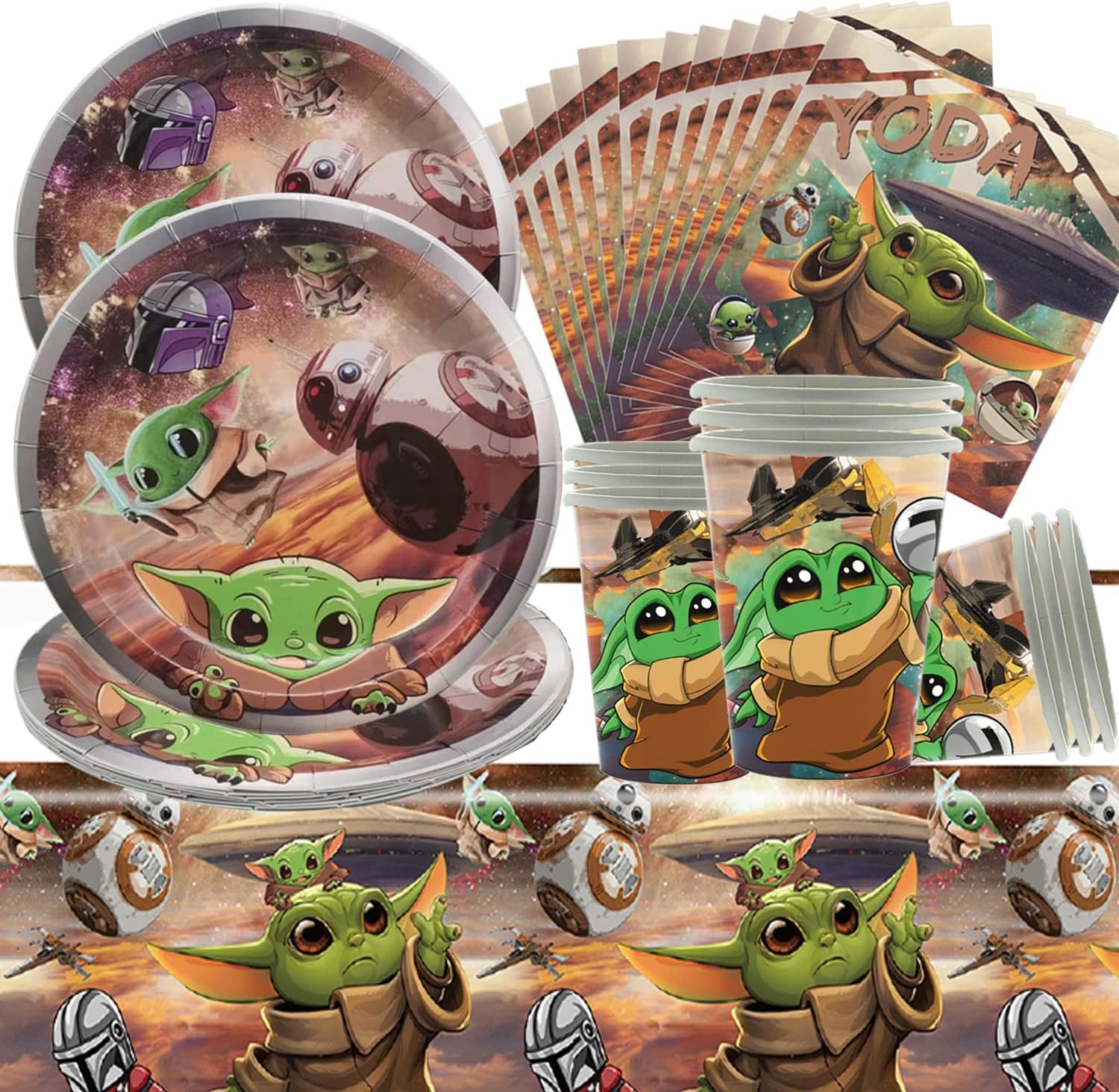 Doyomtoy - Lot De 62 Décorations D'anniversaire - Assiettes D'anniversaire - Tasses - Serviettes Pour Enfants