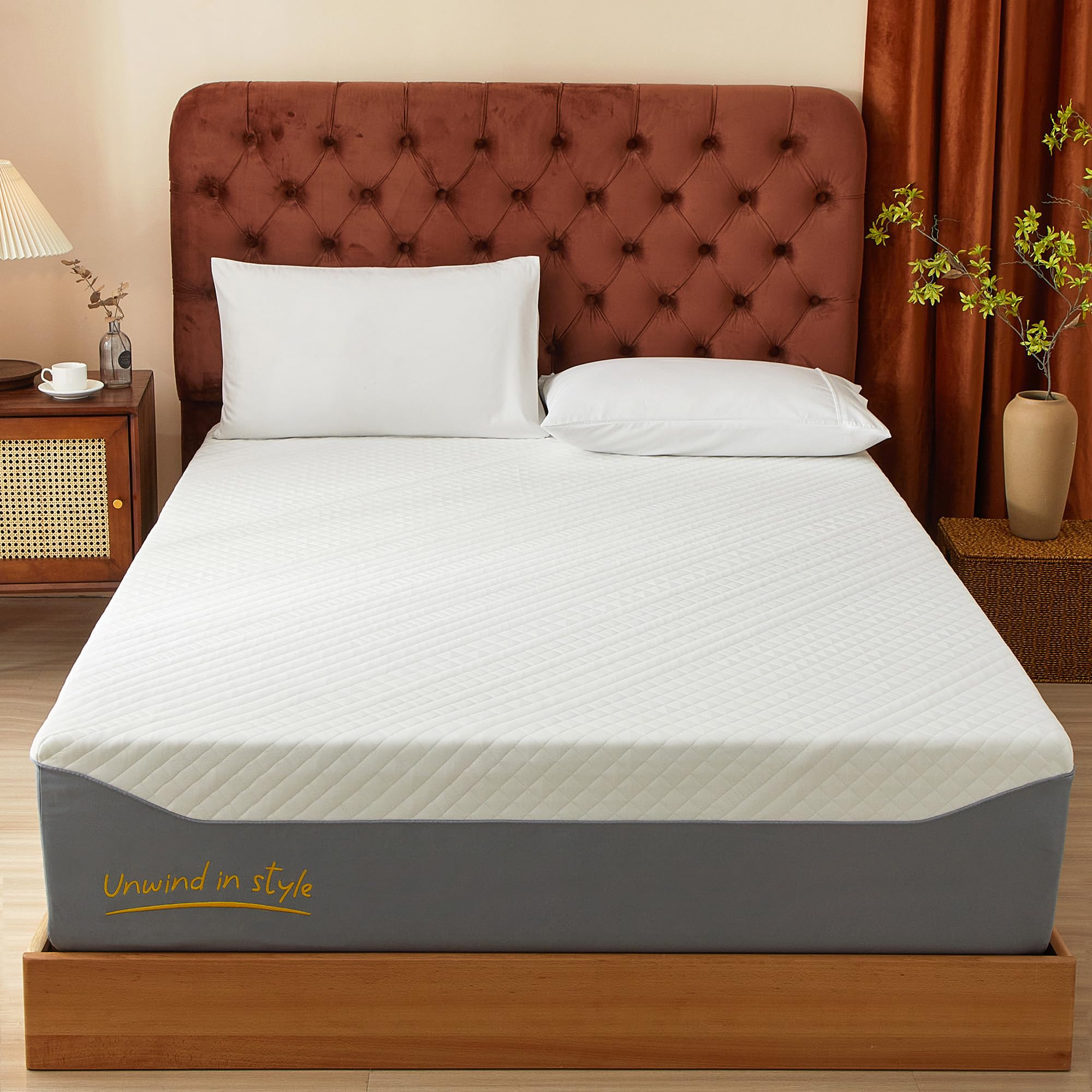 Memory Foam Mattress Twin Size 12 Inch, Green Tea, Fiberglass Free, Medium Firm Feel, Zoned Pressure Relief, CertiPUR-US Certified, 120 Nights Risk-Free Trial