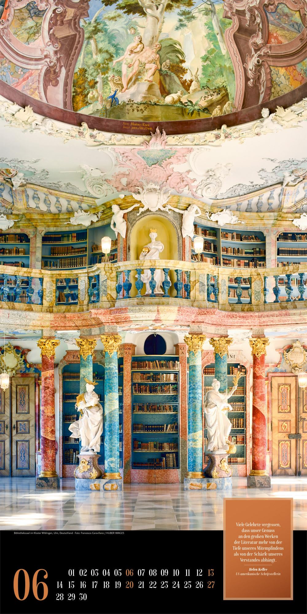 Lust am Lesen Literatur-Kalender 2027: Stilvoller Literarischer Kalender im schlanken Hochformat (33x66 cm) | Bibliotheken-Motive mit Zitaten