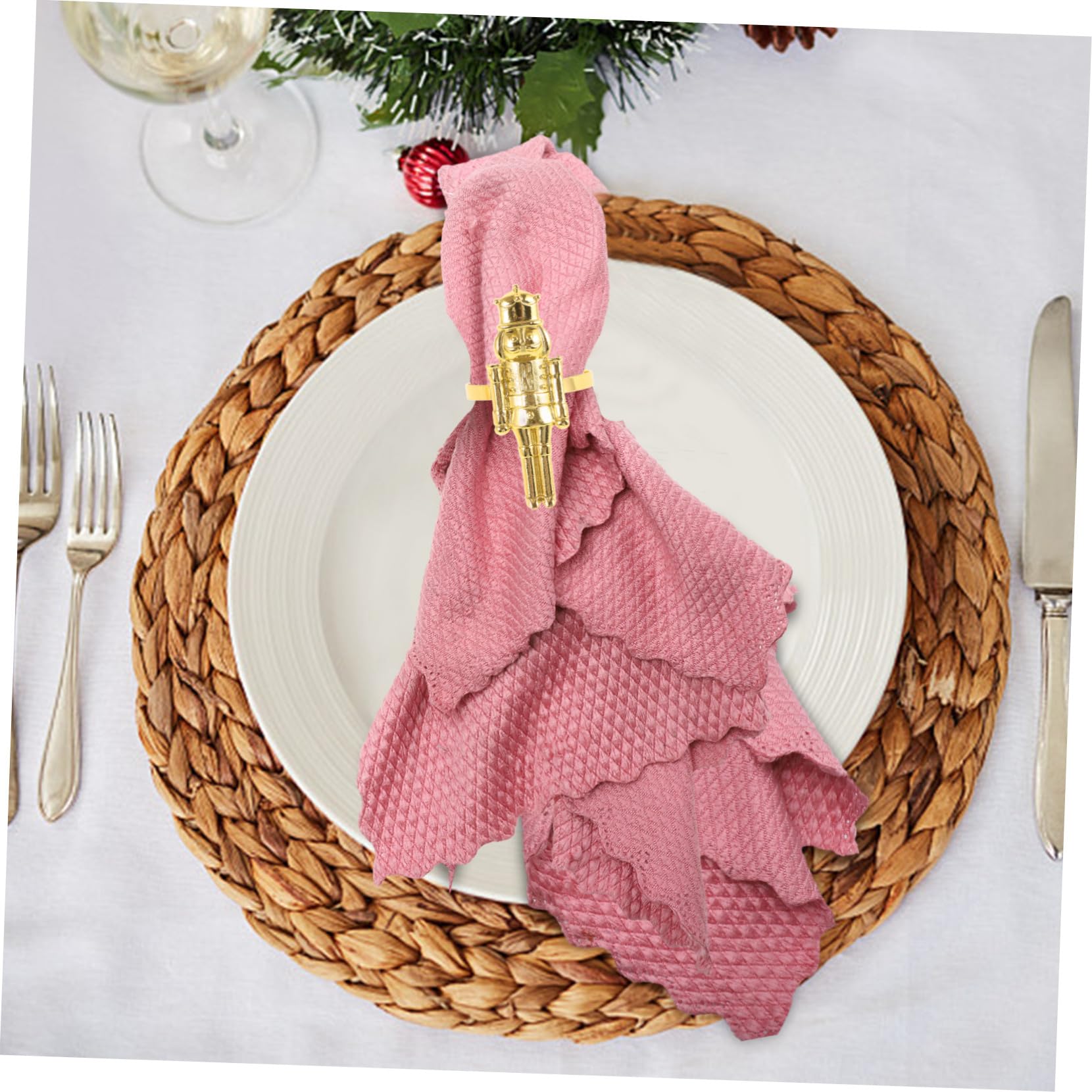 6piezas Servilleteros De Cascanueces Navideños para Mesa De Comedor Hebillas para Servilletas Forma De Cascanueces Decoración De Fiesta