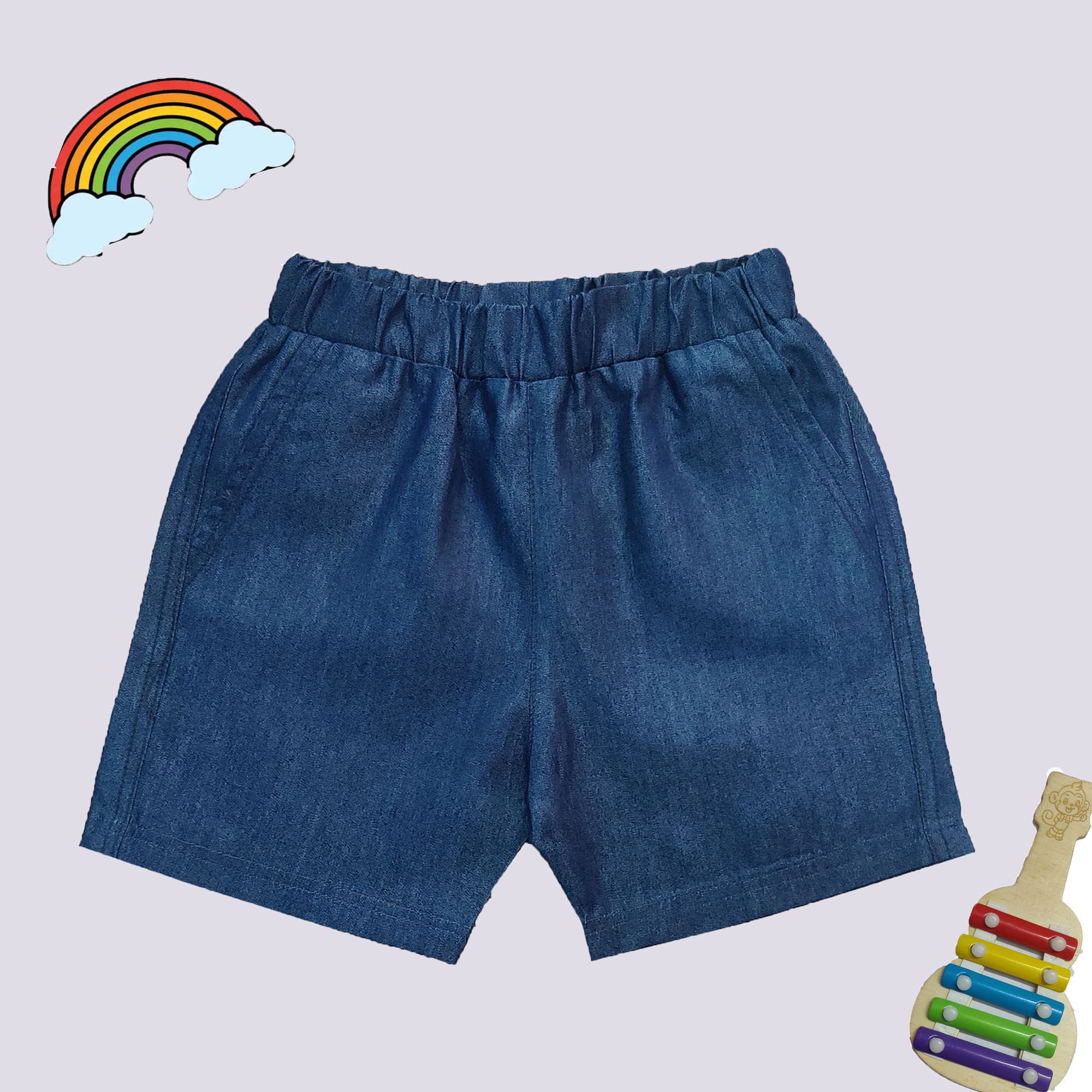mininest Kids Unisex Denim Shorts for Boys & Girls - Denim Blu 2-3 Year 1