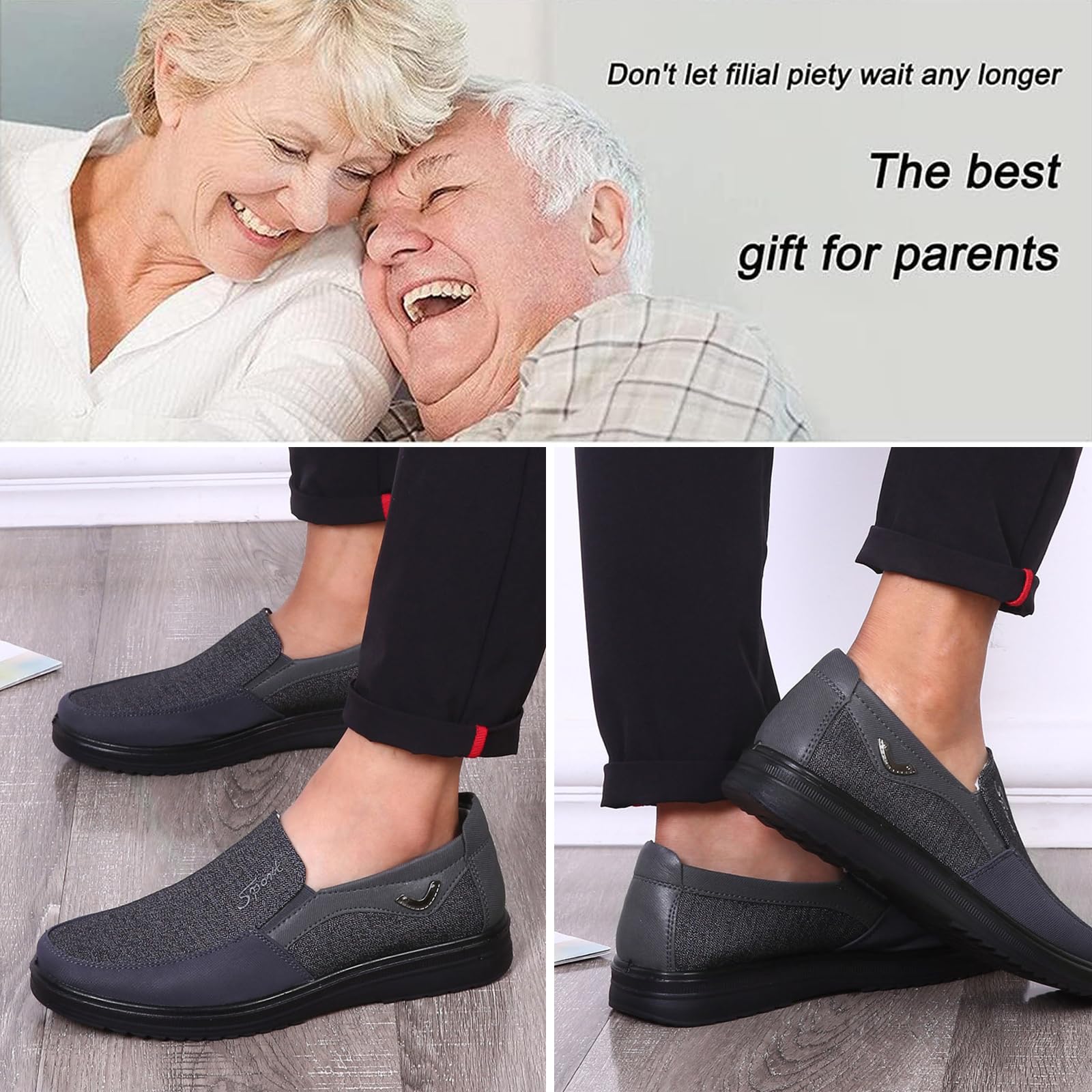 Wsuwane tenisówki, wygodne i stylowe buty do chodzenia, lekkie, modne buty męskie, oddychający i lekki materiał (Dark Grey US Men 6.5)