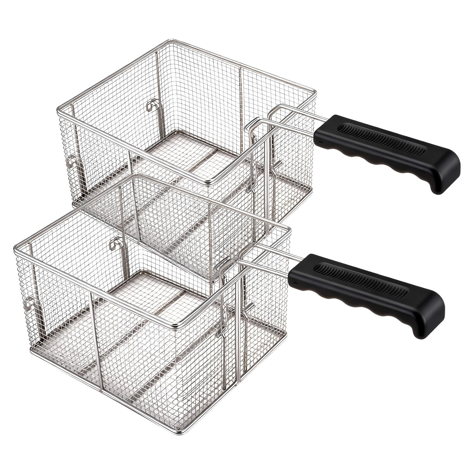 WaterElfo Cesta comercial para freidora, construcción de malla de acero inoxidable, 16.5 x 12 x 8.5 pulgadas, mango ergonómico, accesorio de cocina de grado profesional