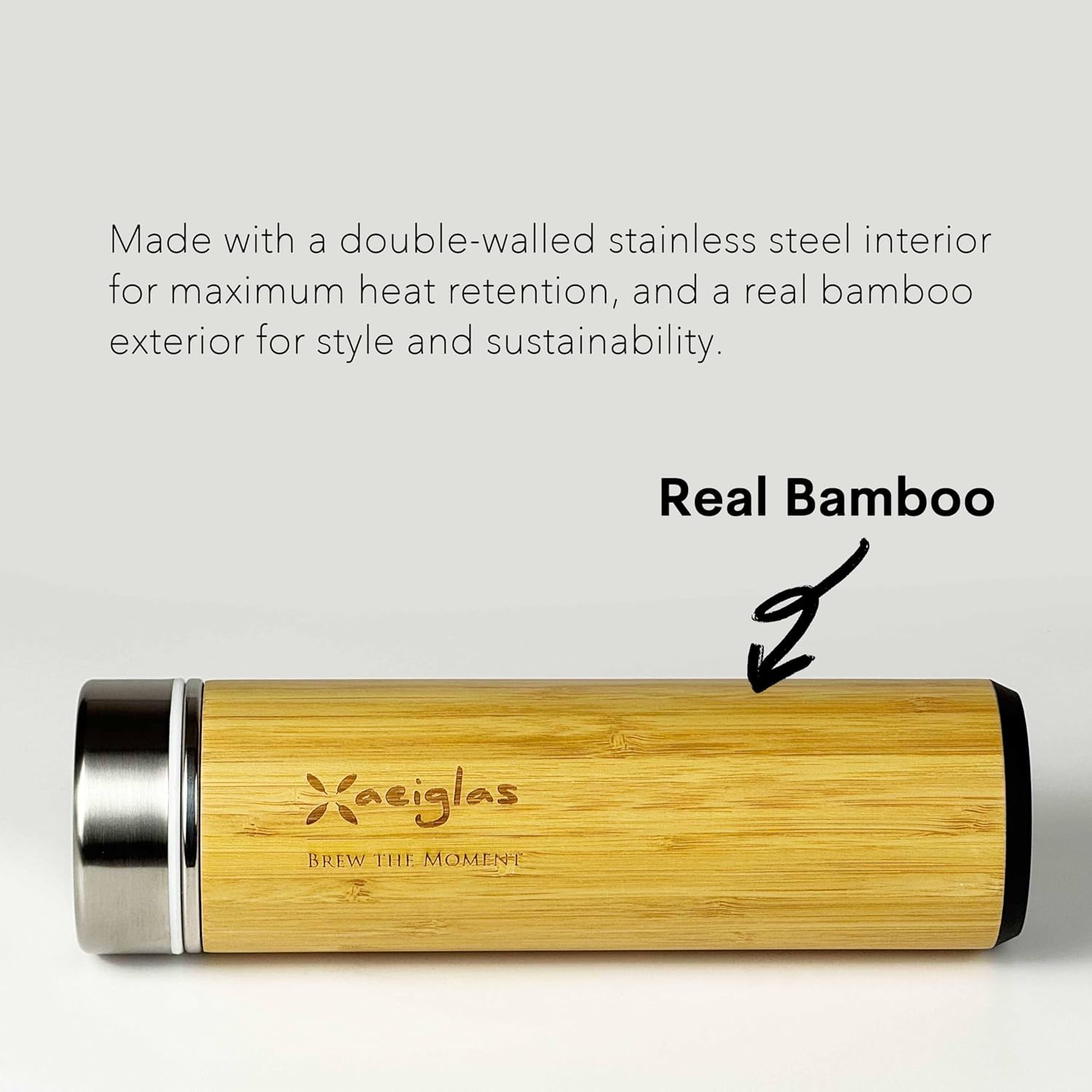 18 oz Bamboo Tea Infuser Bottle for Loose Leaf Tea - Bamboo Tumbler- Insulated Water Bottle - Coffee Tumbler - Tea Gift Set - Tea Accessories - Image 4