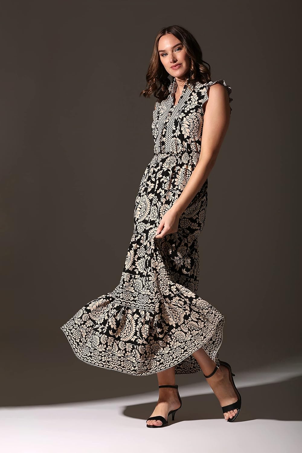 London Times Womens London Times Women's Dresses Smocked Waist Boho Flattering Ruffle Maxi - Image 4