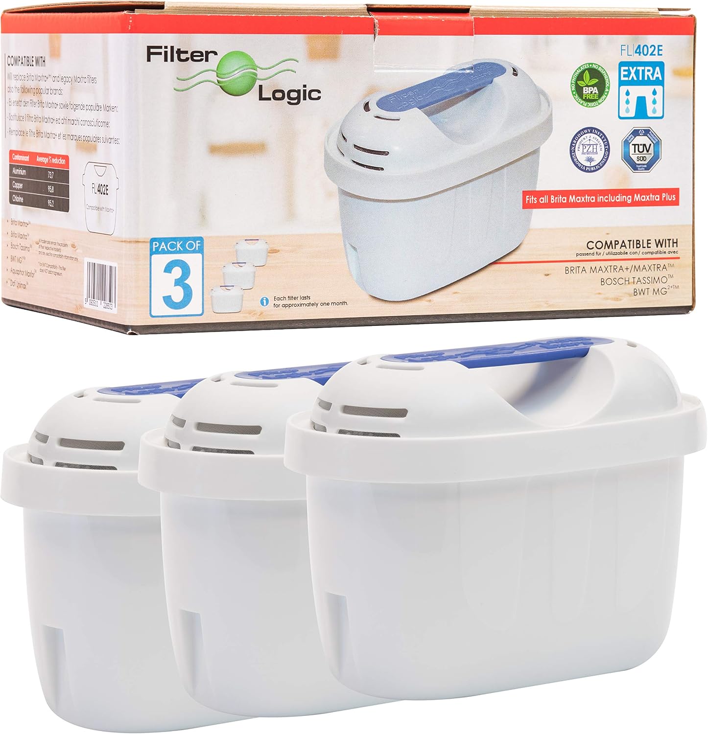 FilterLogic FL402E Universal Compatible Water Filters fits Brita