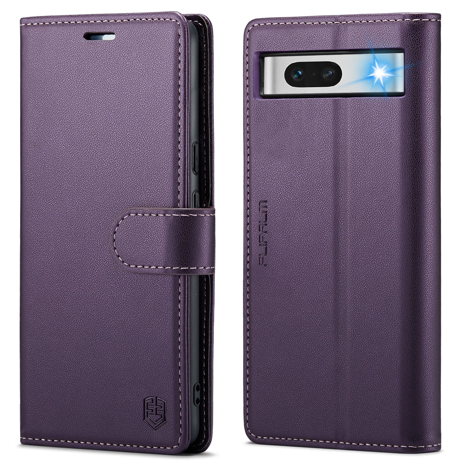 FLIPALM for Google Pixel 7A(Non Pixel 7/7pro) Wallet Case with RFID Blocking Credit Card Holder,PU Leather Folio Flip Kickstand Protective Shockproof Cover Women Men for Pixel 7A Phone case(Purple)