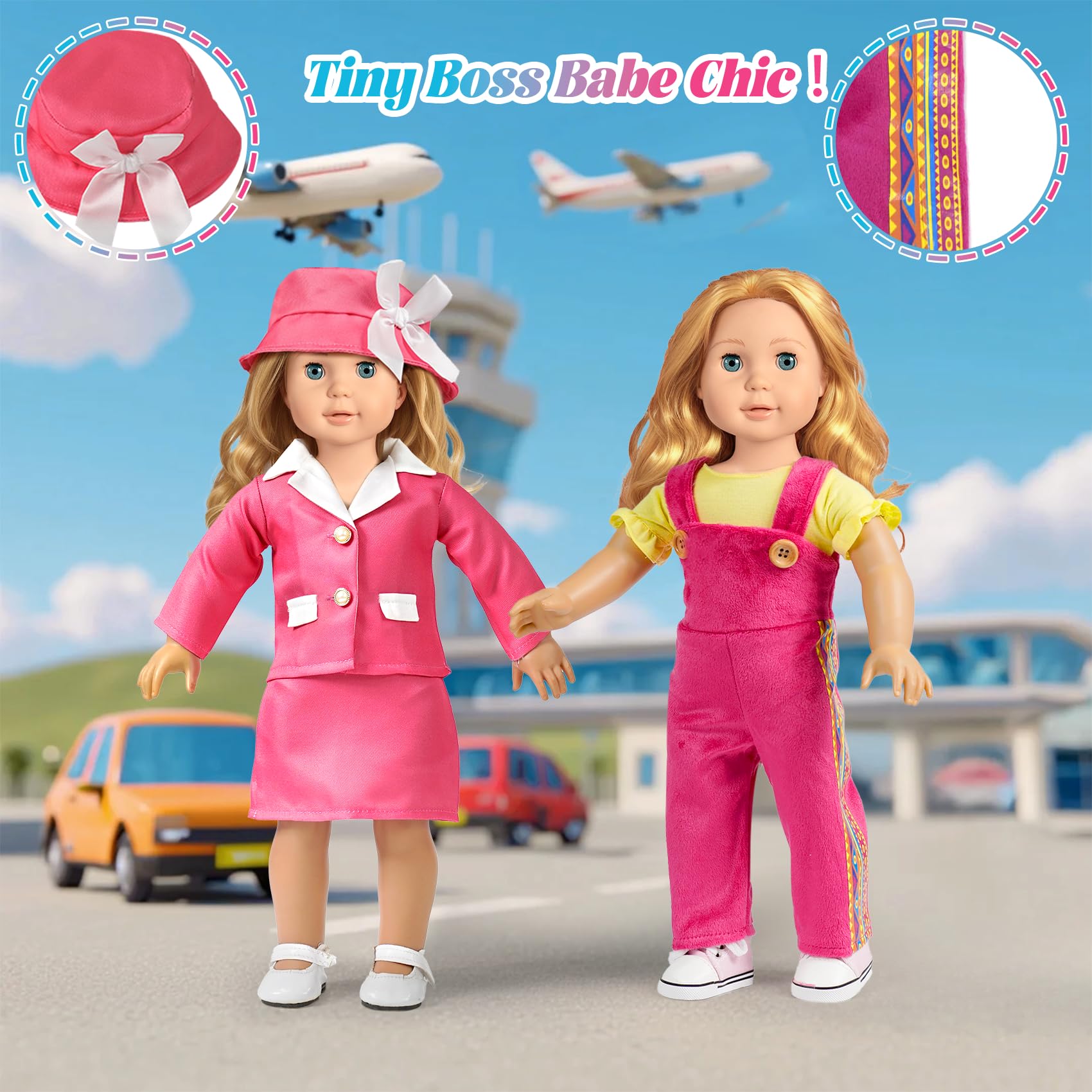 WONDOLL 9 zestawów amerykańskich ubrań i akcesoriów dla lalek 45 cm - zestawy strojów - zestaw mody księżniczki dla dziewczynki (bez lalki)