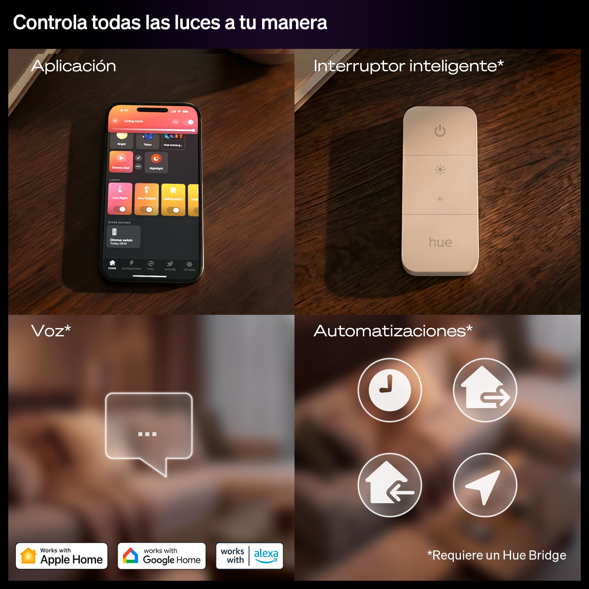 Philips Hue Smart Bombilla E14 Vela LED, B39, 3 Ud, White and Color Ambiance, Luz de Espectro Completo 1000 K-20000 K, 500 lm, Regulación Ultrabaja, Chromasync, Alexa, Google Home, Apple Home