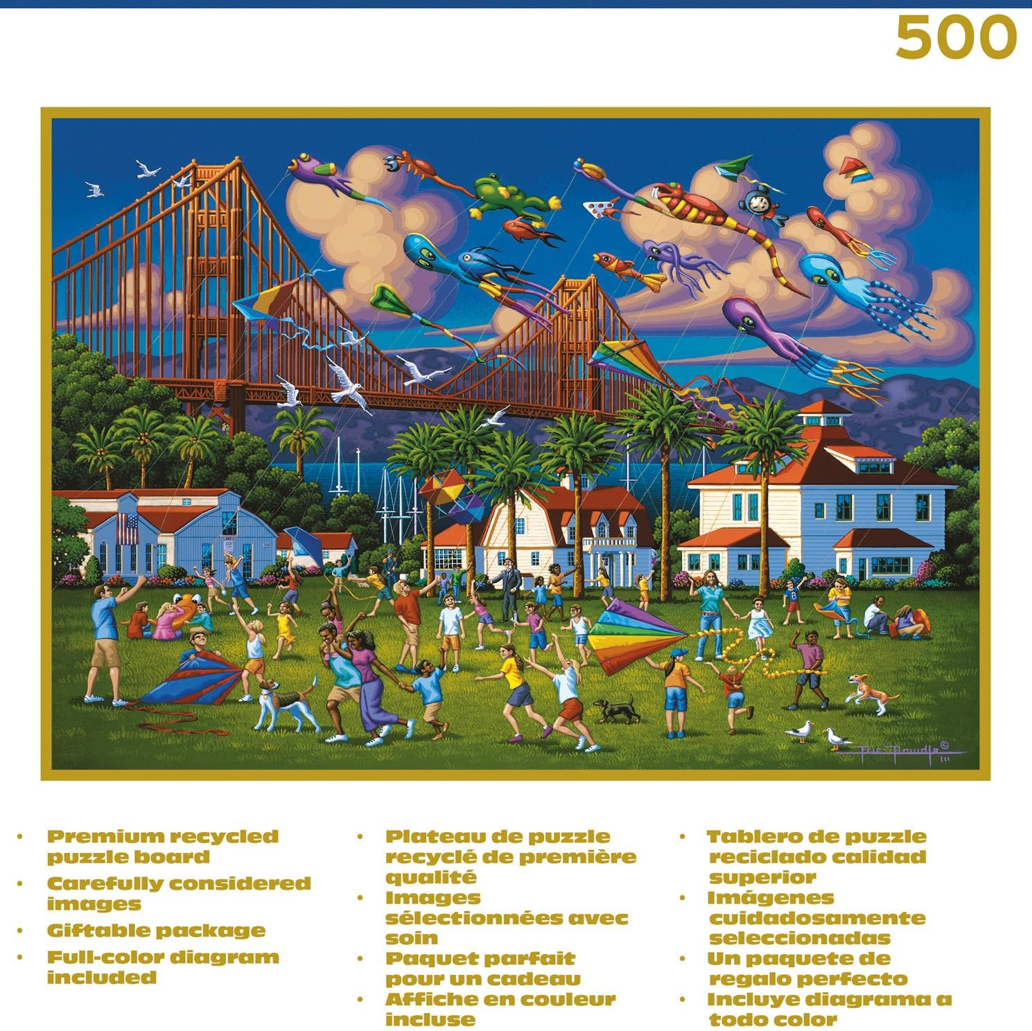 Buffalo Games - Gold - Eric Dowdle - Golden Gate Bridge - 500 Piece Jigsaw Puzzle for Adults - Challenging Puzzle Perfect for Game Nights