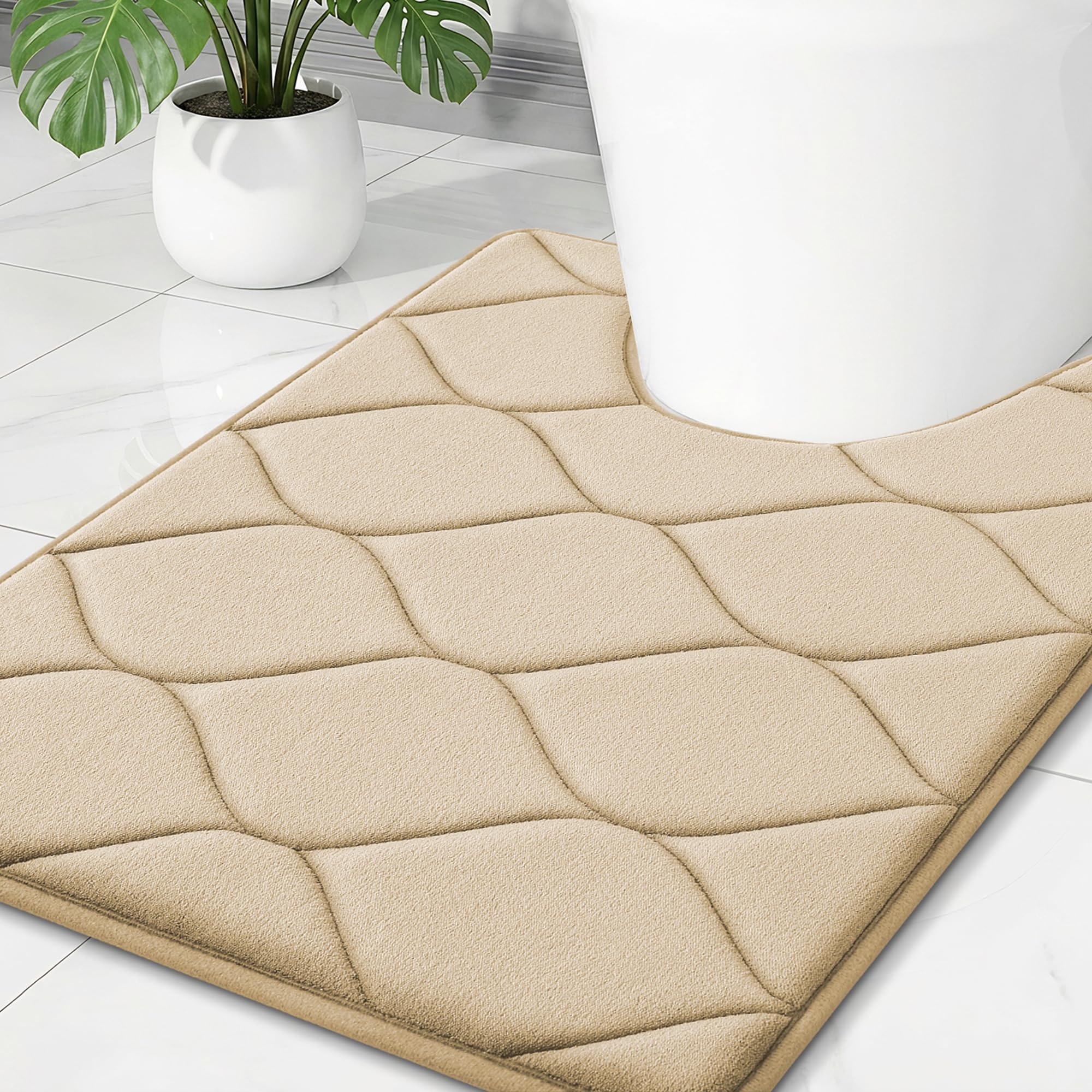 Smiry Memory Foam U-Shaped Toilet Mat 24x20, Soft Absorbent Toilet Rugs