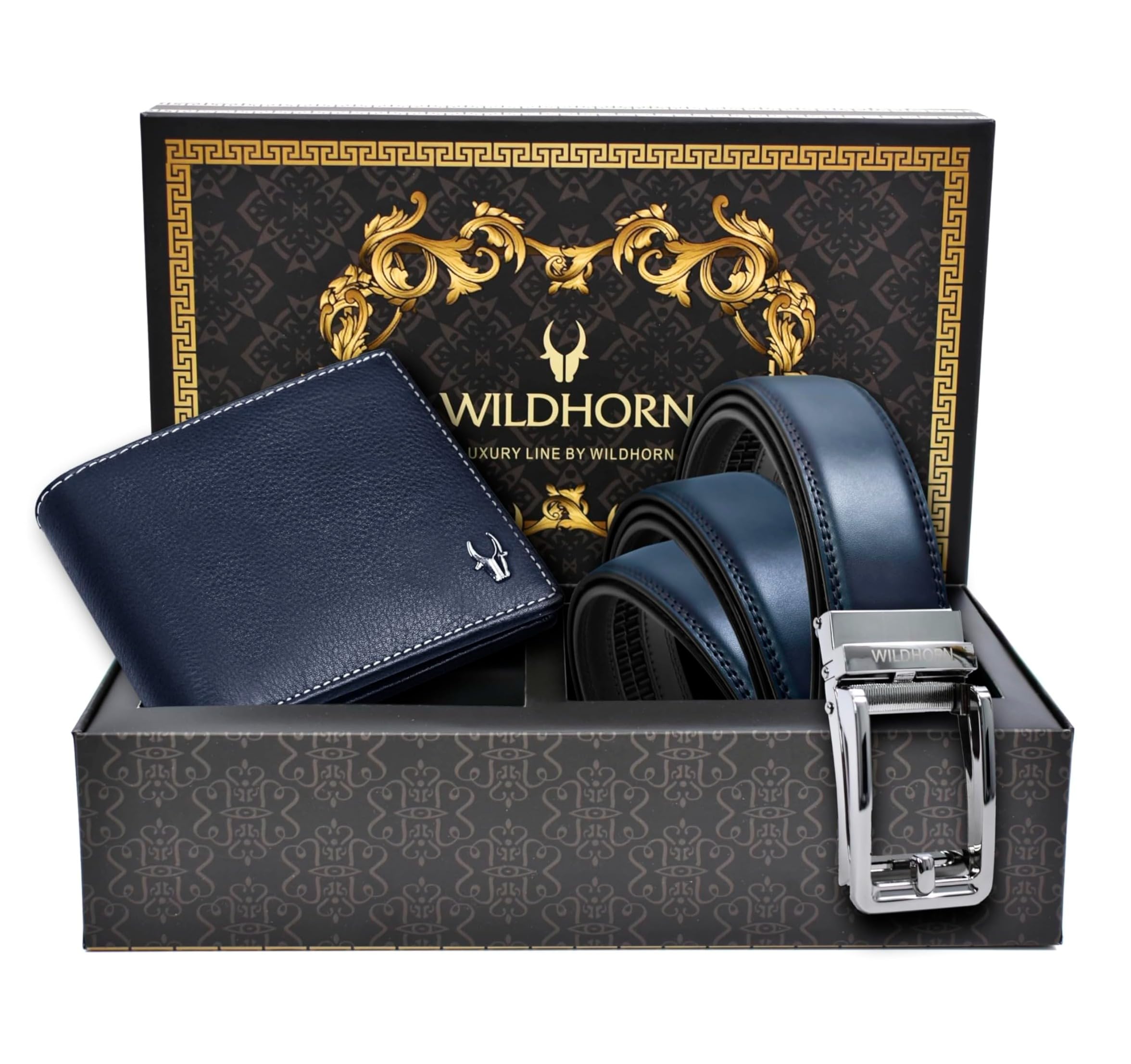 Premium Leather Wallet & Premium Auto Lock Belt for Men | Combo Gift Set for Men | Ideal for Birthday, Anniversary & Festive Gifting (Navy)-image-2