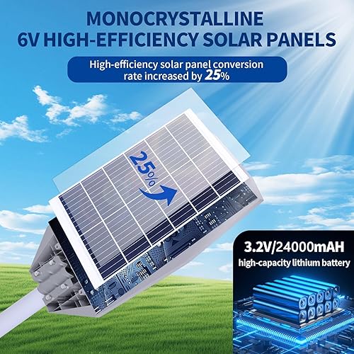 Miniatura 5 de Luz solar de calle de 8000 W 6500 K 800000 lm  Encendidoapagado automático del atardecer al amanecer, luz de calle solar IP65 impermeable, sensor de