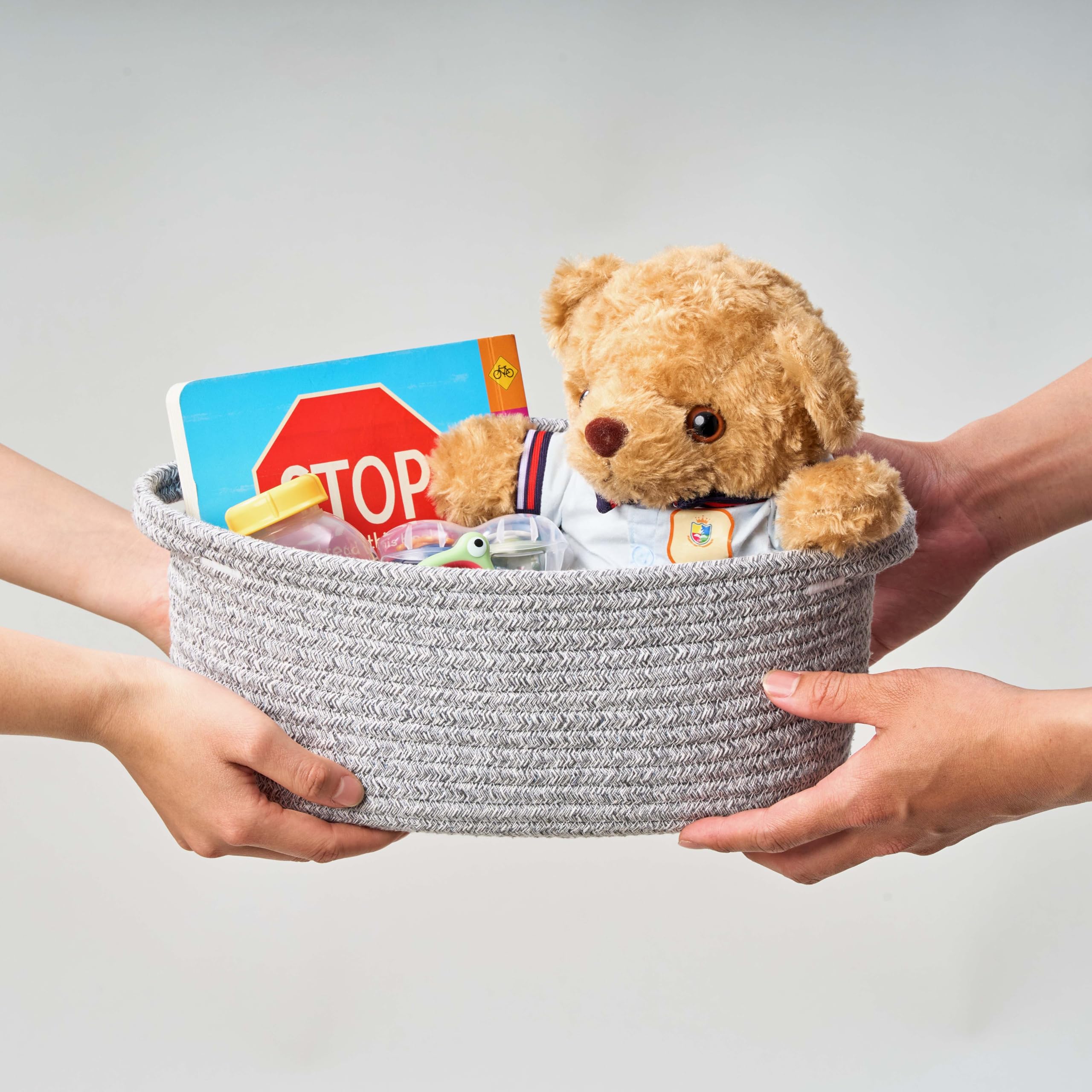 Cesto regalo con sacchetto avvolgente e nastro, piccolo cestino intrecciato vuoto per regalo, grazioso organizer decorativo per baby shower, lotteria, Halloween e Ringraziamento, 30,5 x 20,3