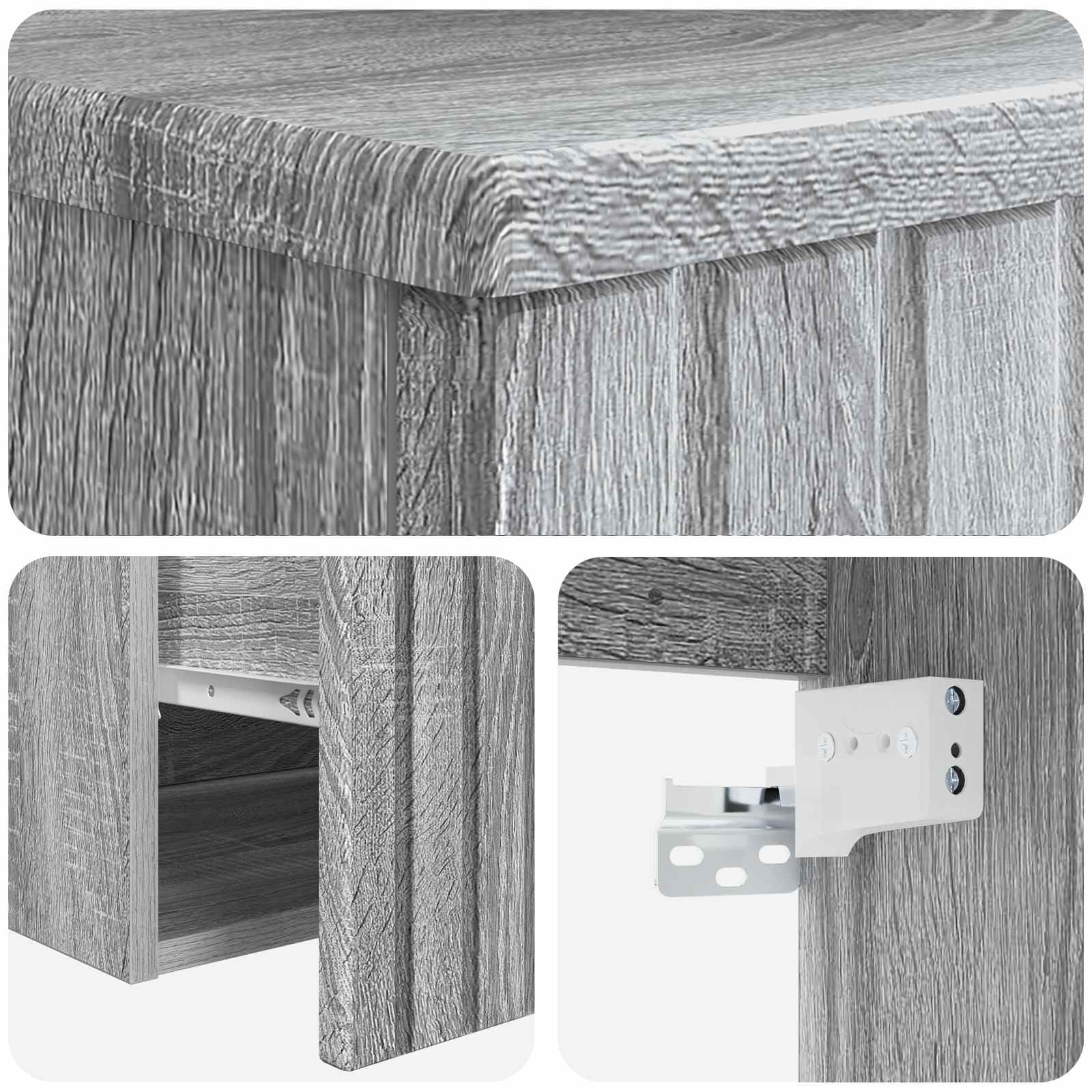 Mobile sottolavabo da parete, grigio sonoma, 49 x 44,5 x 66,5 cm