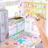 Rainbow High Color & Play 3-Story Doll House - Disegna Tutte le Pareti e i Pavimenti con Pennarelli Lavabili, il Set di Giochi in Legno Include Mobili e Accessori, Regalo Divertente. Età 4+ - 7