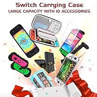 Vista 7 de SIKEMAY Switch Case Accessories Bundle Compatible with Nintendo Switch OLED 10 in 1 Carrying Case Includes Screen Protector, Console Grip, Clear