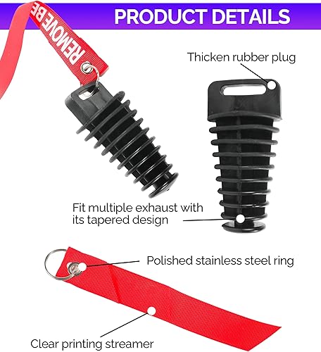 Miniatura 8 de 2 tapones de escape para silenciador, accesorios para motocross, silenciador de escape de tubo de escape, enchufe de lavado de 0.6 a 1.5 pulgadas,
