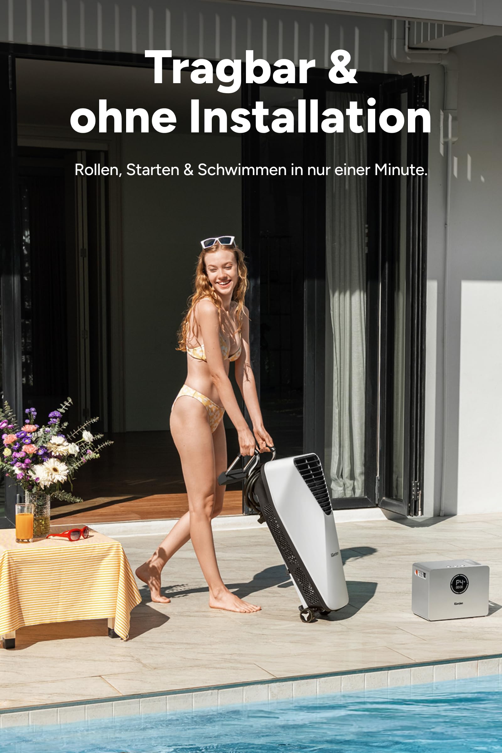 iGarden Tragbare Gegenstromanlage X-Serie für Pool, Schwimmmaschine mit anpassbaren Stufen, Ohne Installation, Akkubetrieb, App-Steuerung für Training & Spaß