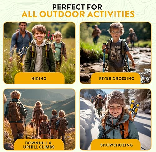 Miniatura 8 de Bastones de trekking plegables ligeros para niños (verde) y de aluminio de fibra de carbono con empuñaduras de corcho (negro y verde de 3 quilates)