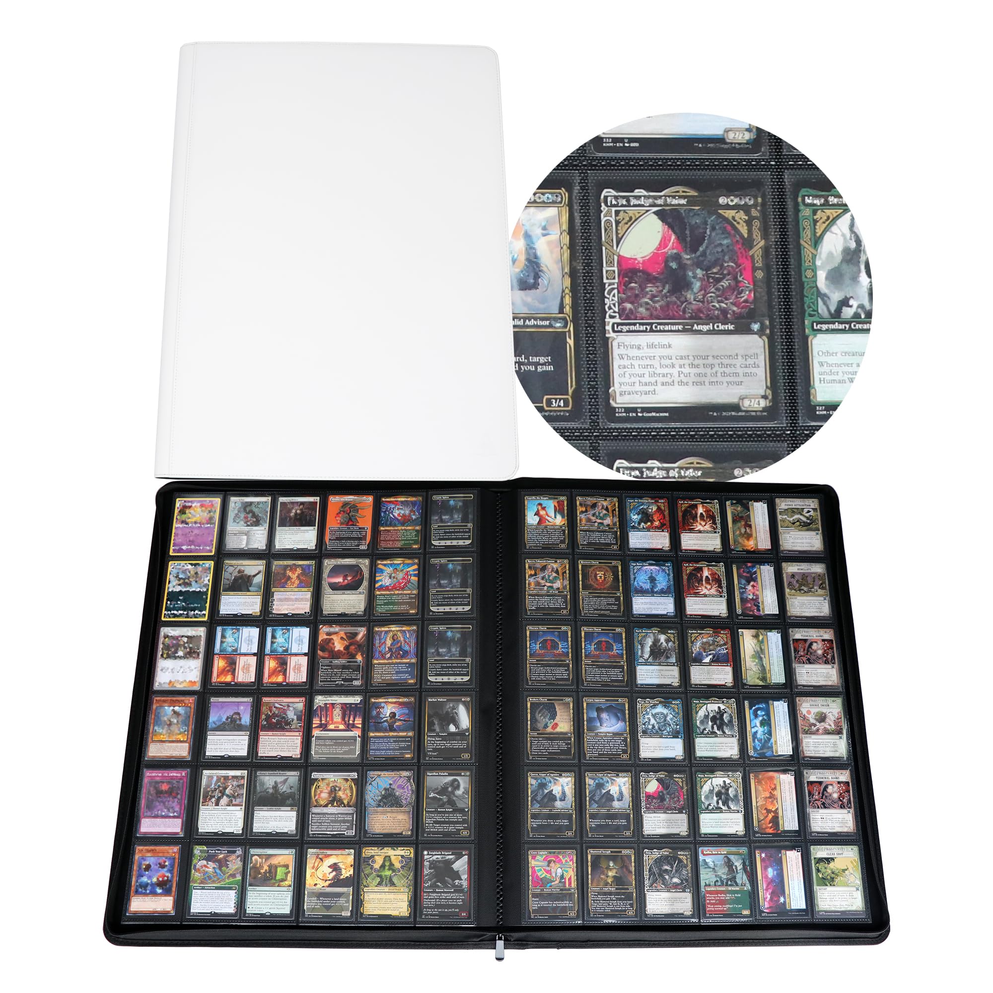 Rayvol UltraSonic-362304 Classeur à cartes à collectionner avec 2 300 pochettes à 36 pochettes et plus de 2 000 anneaux Blanc | Peut contenir jusqu'à 2 300 cartes à collectionner standard avec 36 poches latérales par page et fermeture éclair sécurisée