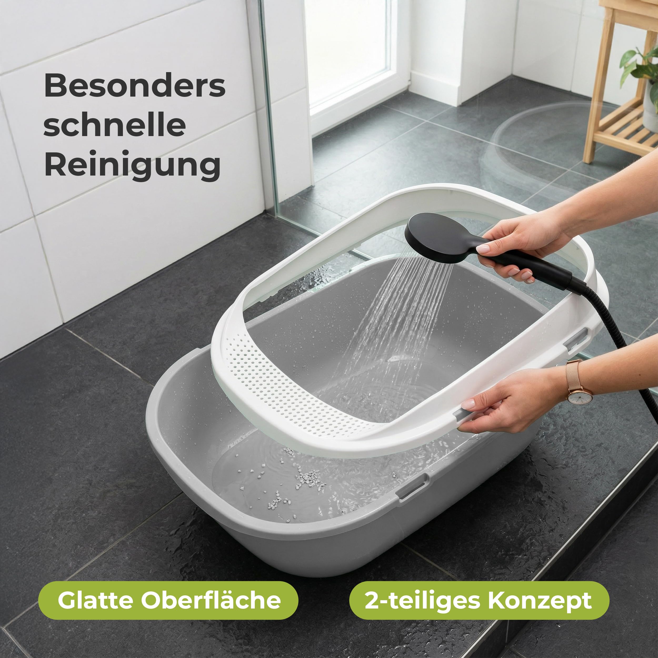 Katzentoilette XXL Jumbo Schale 65 cm graubeige inkl. Schaufel