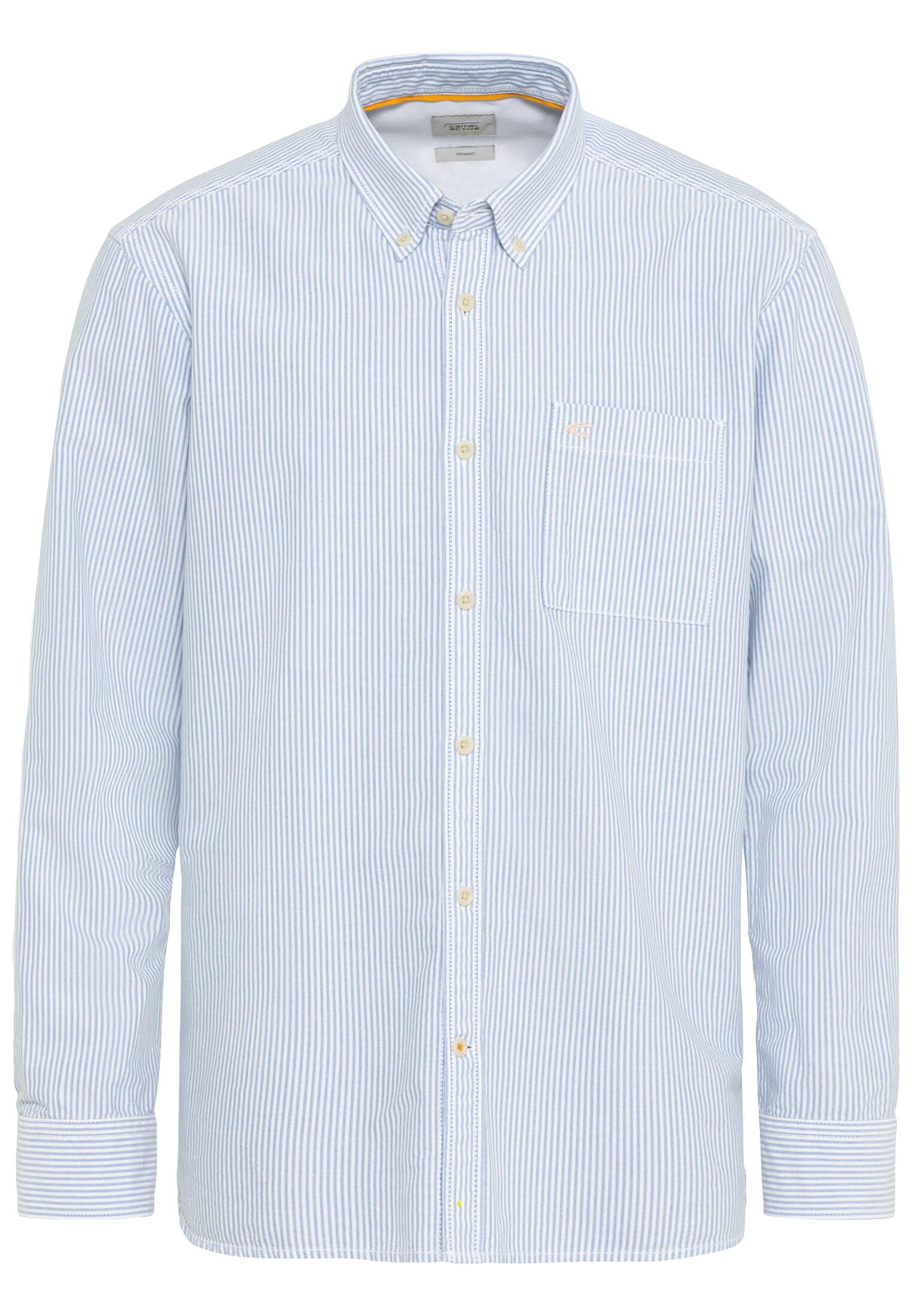 camel active Men's Oxford Striped Shirt Made from Sustainable Organic Cotton, Blue-White, XXL