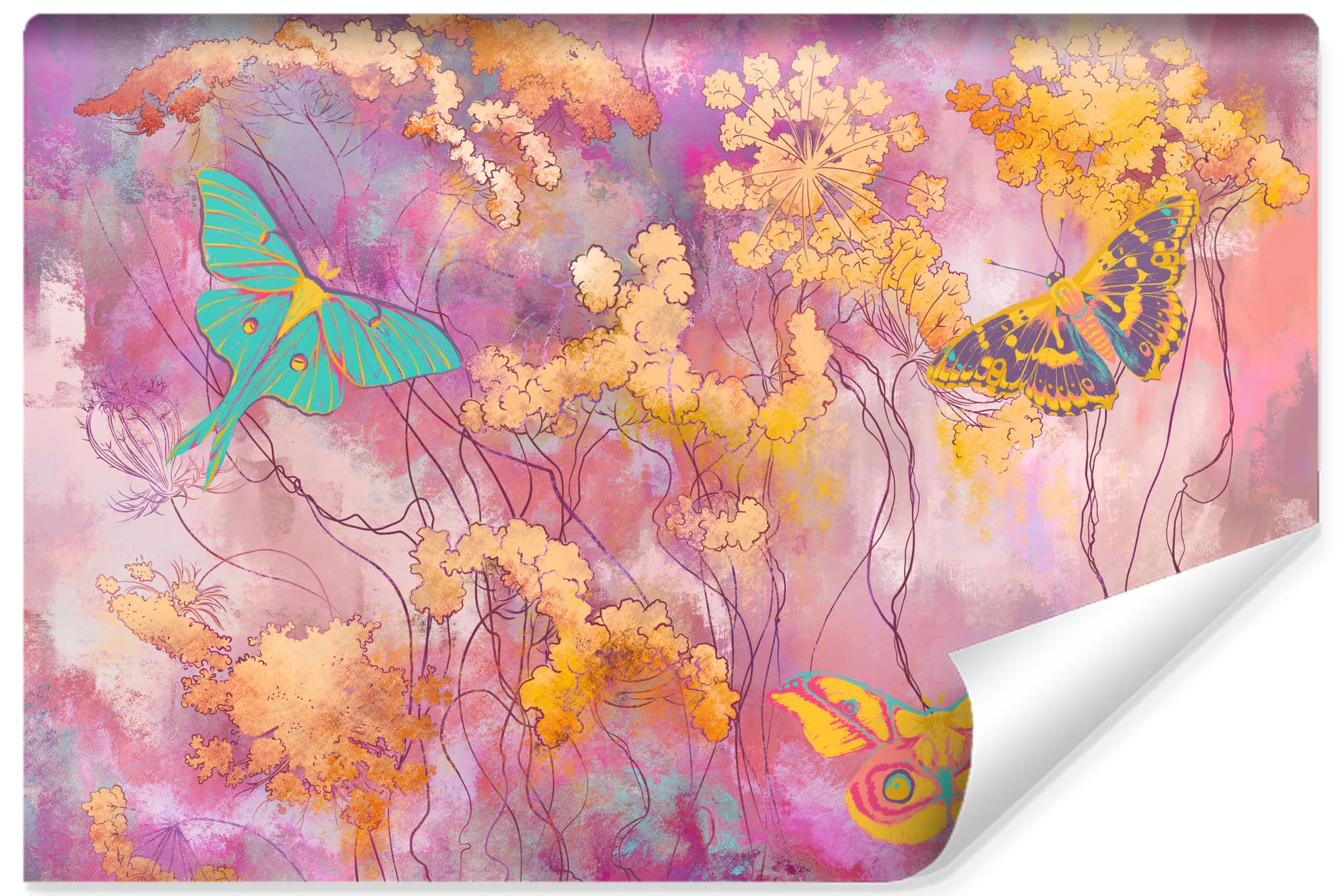 Papier peint panoramique 3D rose Muralo abstrait intissé 460x300