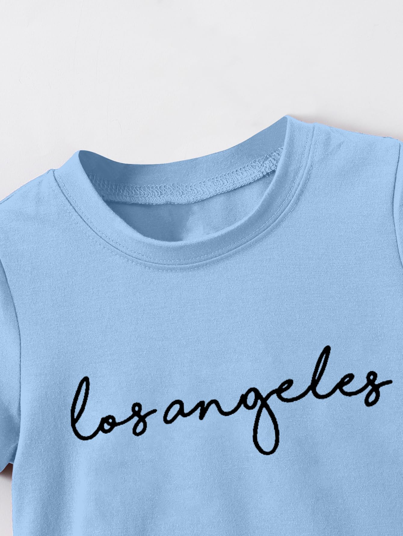 AVANOVA Set mit 2 schwarzen T-Shirts für Kleinkinder mit Los Angeles-Aufdruck und Shorts, lässiger süßer Stil, geeignet für Schule, Party, Outdoor, Sport, Herren (KD