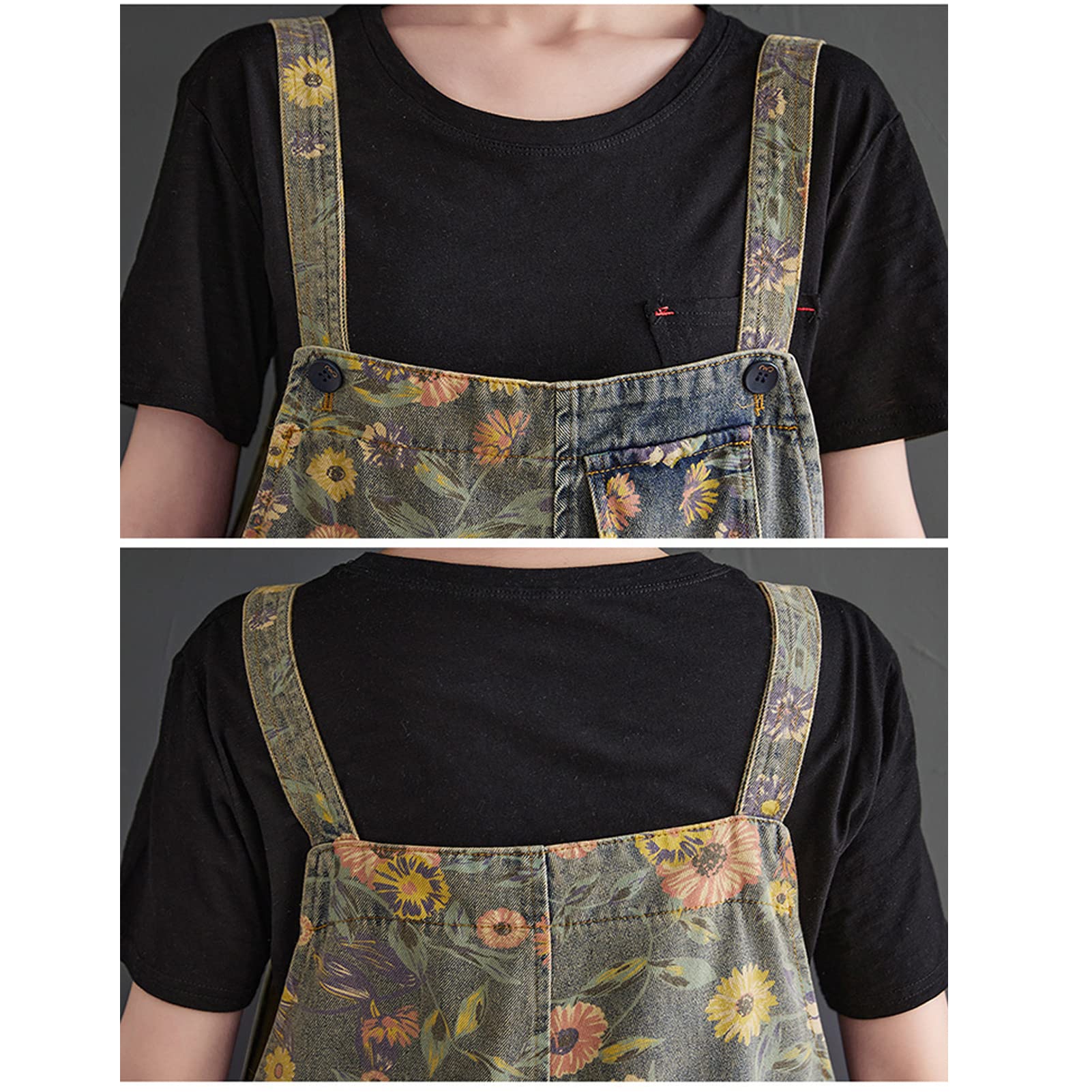 Salopette da donna in denim Salopette Pantaloni da donna Vintage Casual Baggy Jean Tute regolabili Tute Tute a gamba larga Tutina Pantaloni lunghi