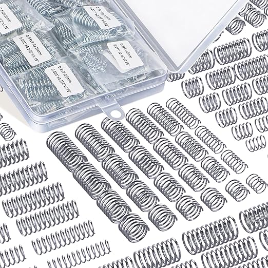 40 Different Sizes Compression Springs Assortment Kit, Stainless Steel Springs, Spring Assortment for Shop and Home Repairs, 200 Pcs with Individual Bags