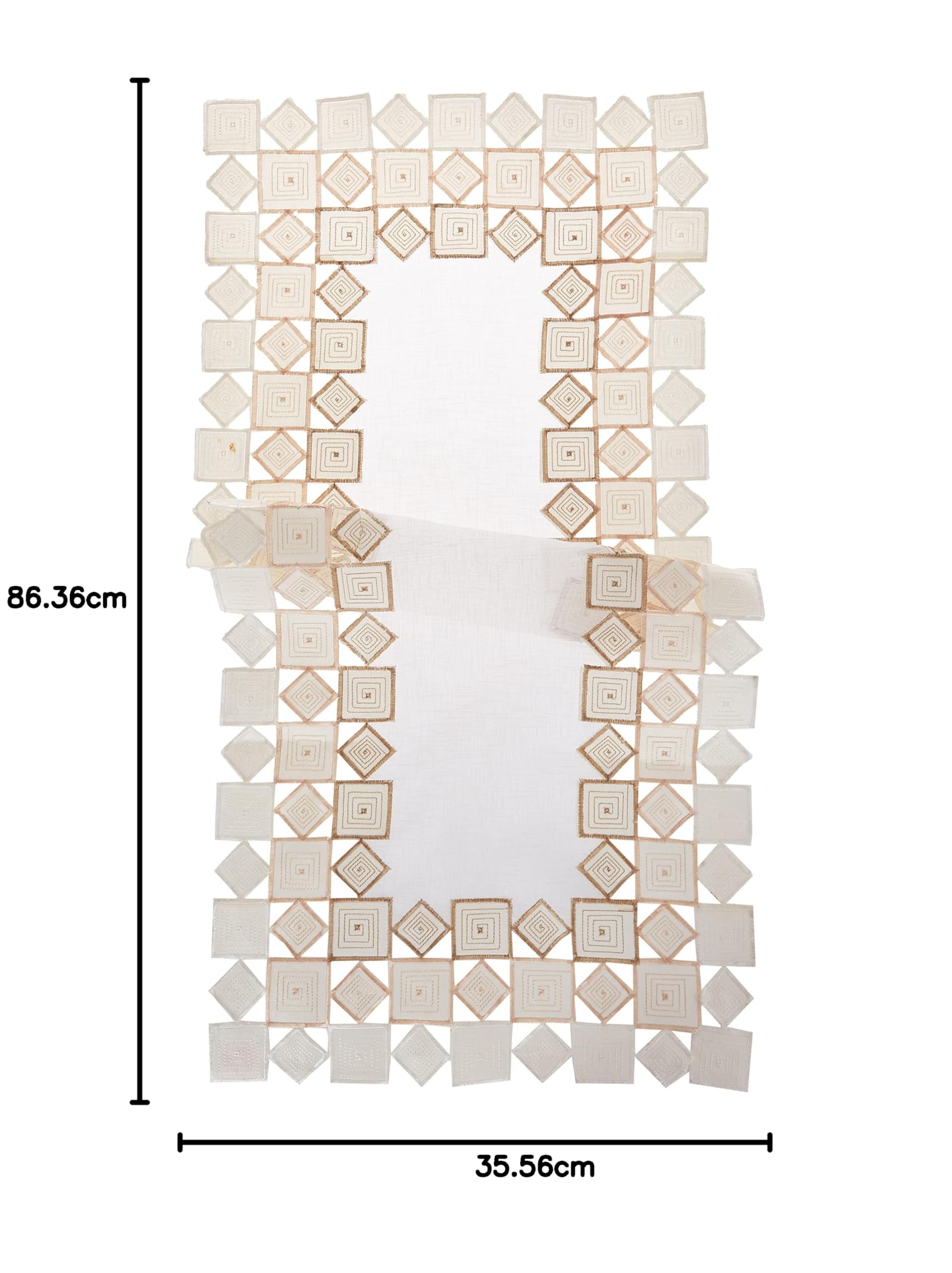 Violet Linen Sevill Decorative Embroidered Cutwork Table Runner, 14" X 34", Ivory