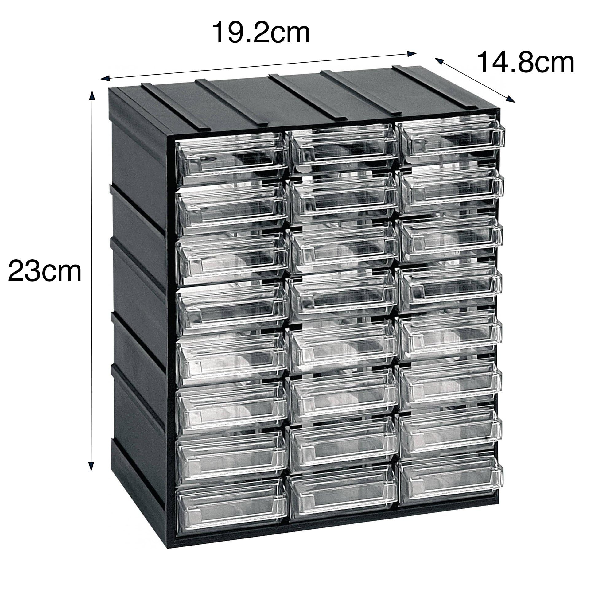 Dmora - Armadio Multiuso 2 Ante Tienen, Armadietto Porta minuteria, Mobile per contenitori portautensili, 100% Made in Italy, 19x15h23 cm, Antracite, 24 cassetti