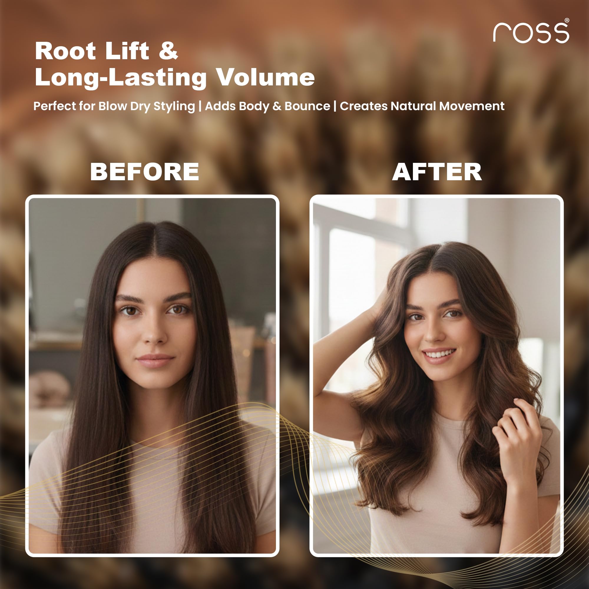 Ross Round Hair Brush with Natural Boar Bristles & Nylon Pins | Professional Blow Dry Styling Brush for Volume, Curl & Shine | Frizz Control | Wooden Handle | For Men & Women 2