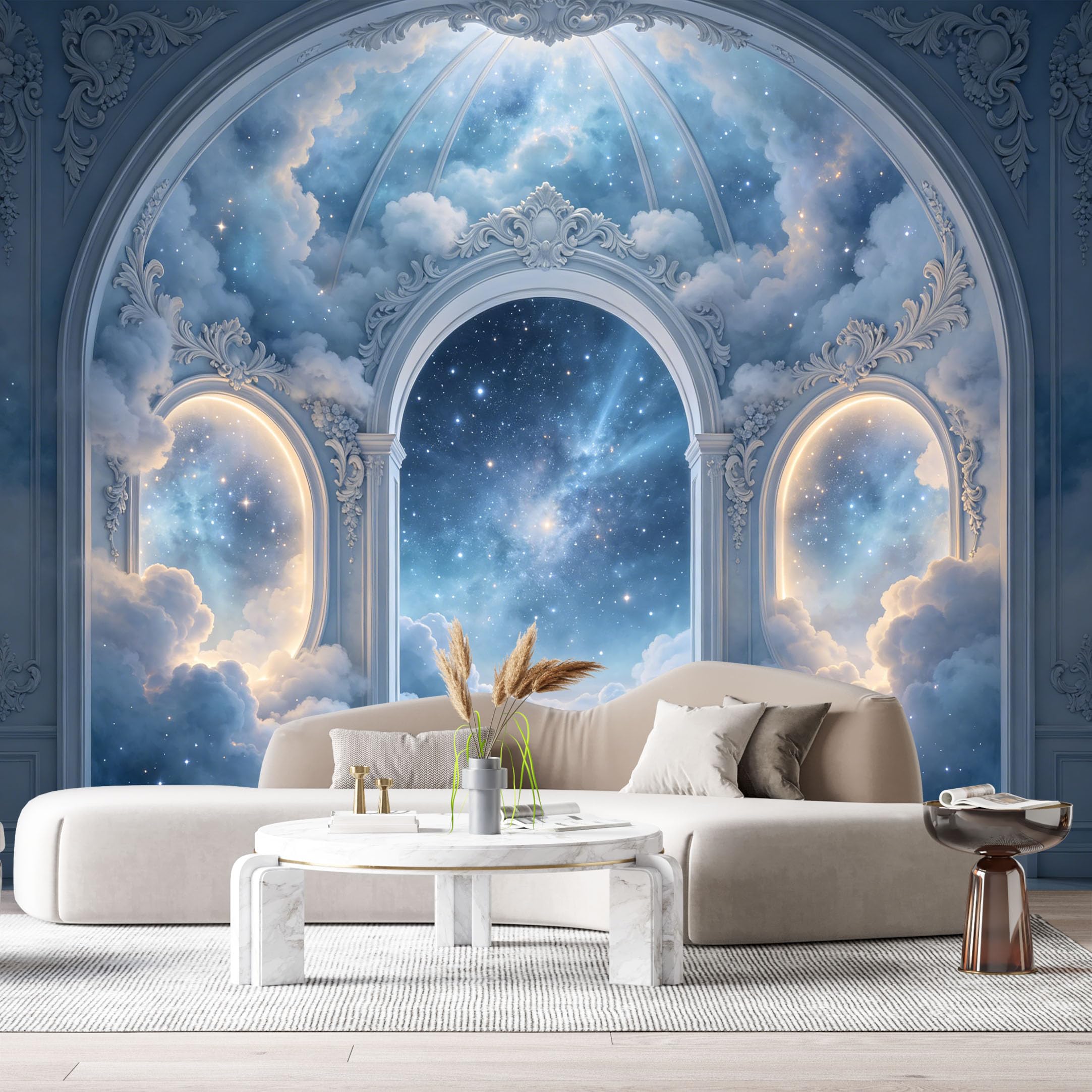 Custom Size Wall Murals Celestial Archway Dreamlike Space 3D Trompe L'Oeil SelfAdhesiveWall Fabric Removable Wallpaper Wall Decor for Living Room Bedroom Bathroom