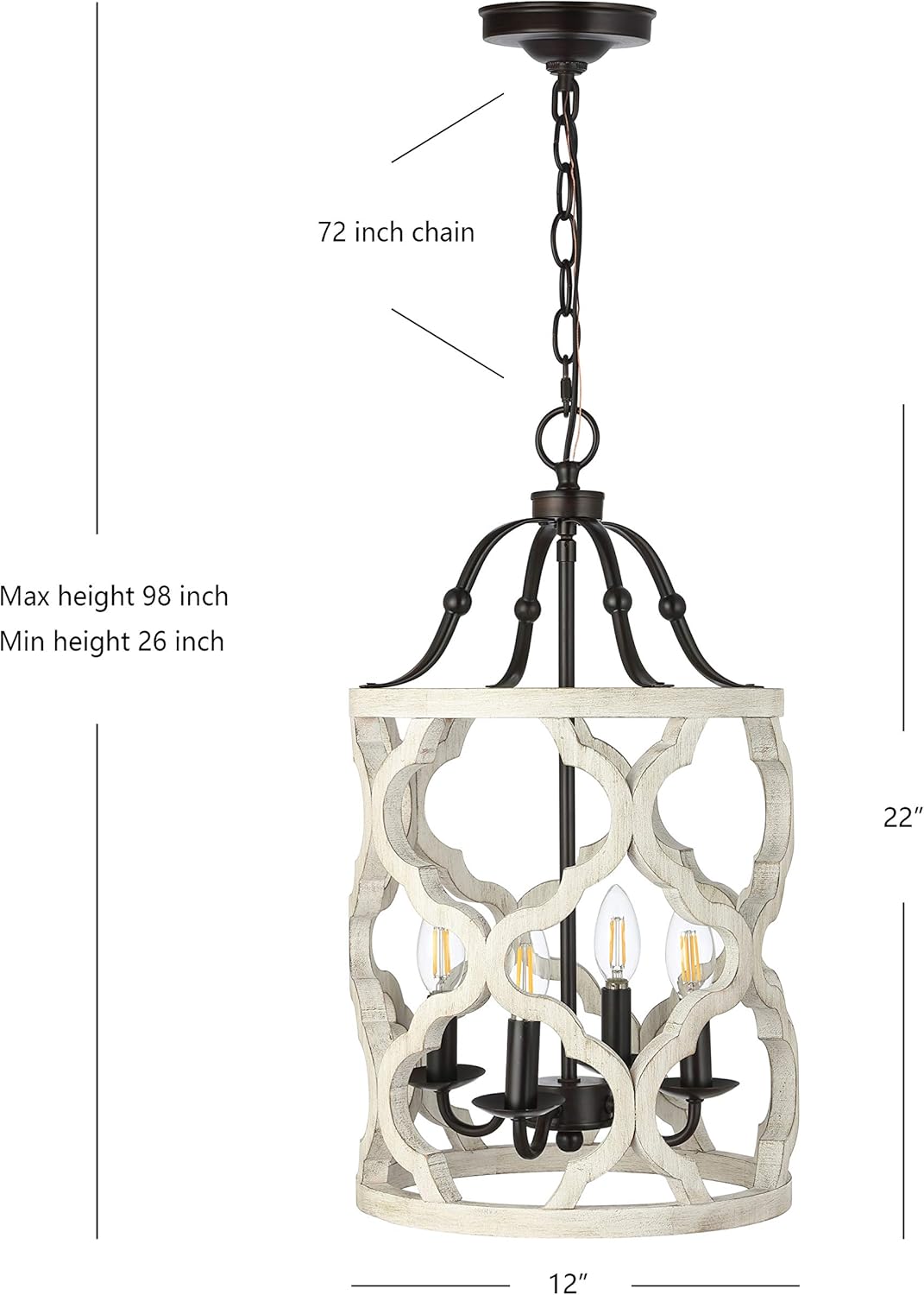 SAFAVIEH PND4098A Quinby 4-Light Oil-Rubbed Bronze and White Adjustable (LED Bulbs Included) Pendant