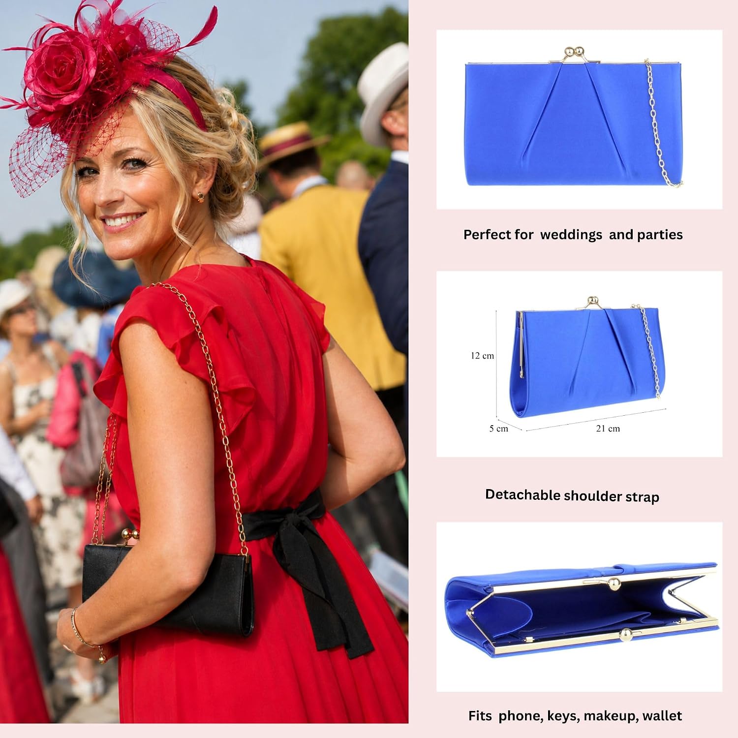 Girly HandBags Ball Clasp Clutch Bag
