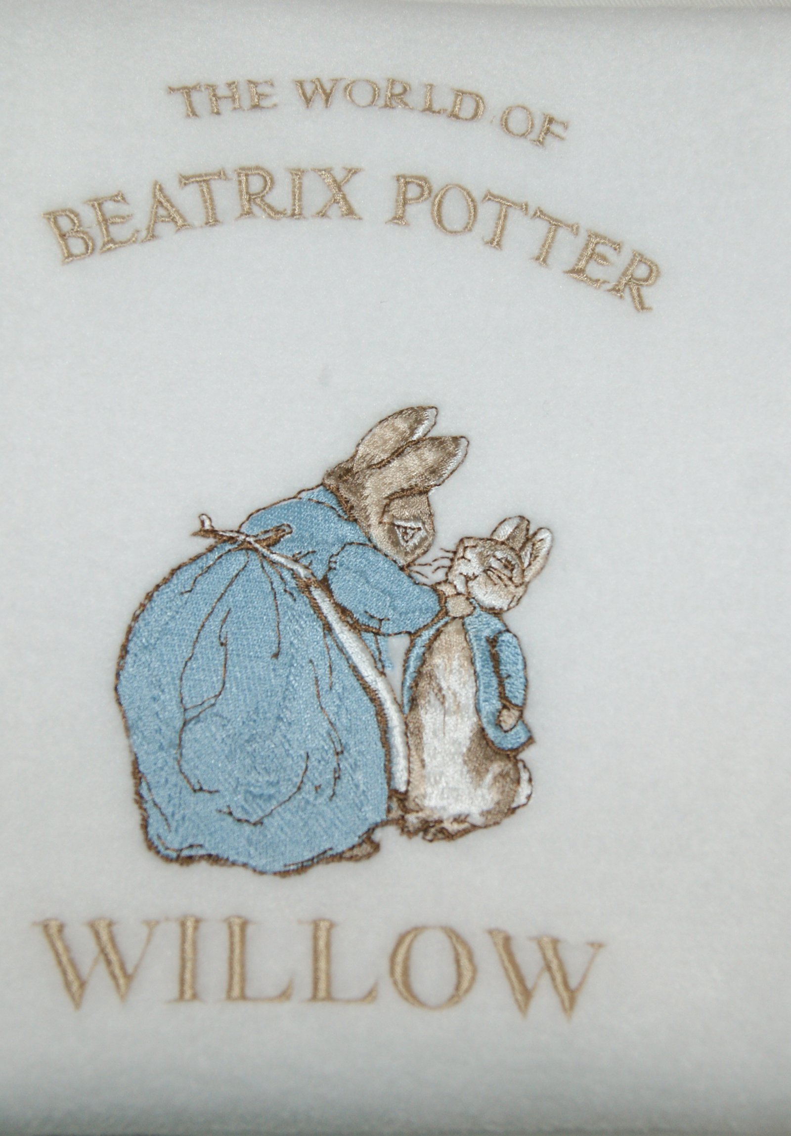 Girls Personalised Peter The Rabbit Baby Super Soft Fleece Blanket. (White)
