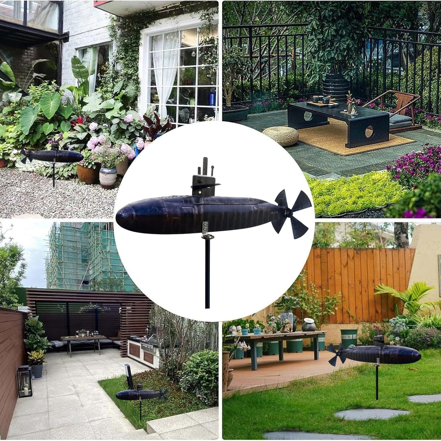 Submarine Wind Spinner, 2026 Unique Navy Submarine Wind Spinner Outdoor Garden Decor, Motion Art Weathervanes for Patio, Propeller Windmill, Perfect for Yard Beach Lawn & Nautical Enthusiasts(1pc)