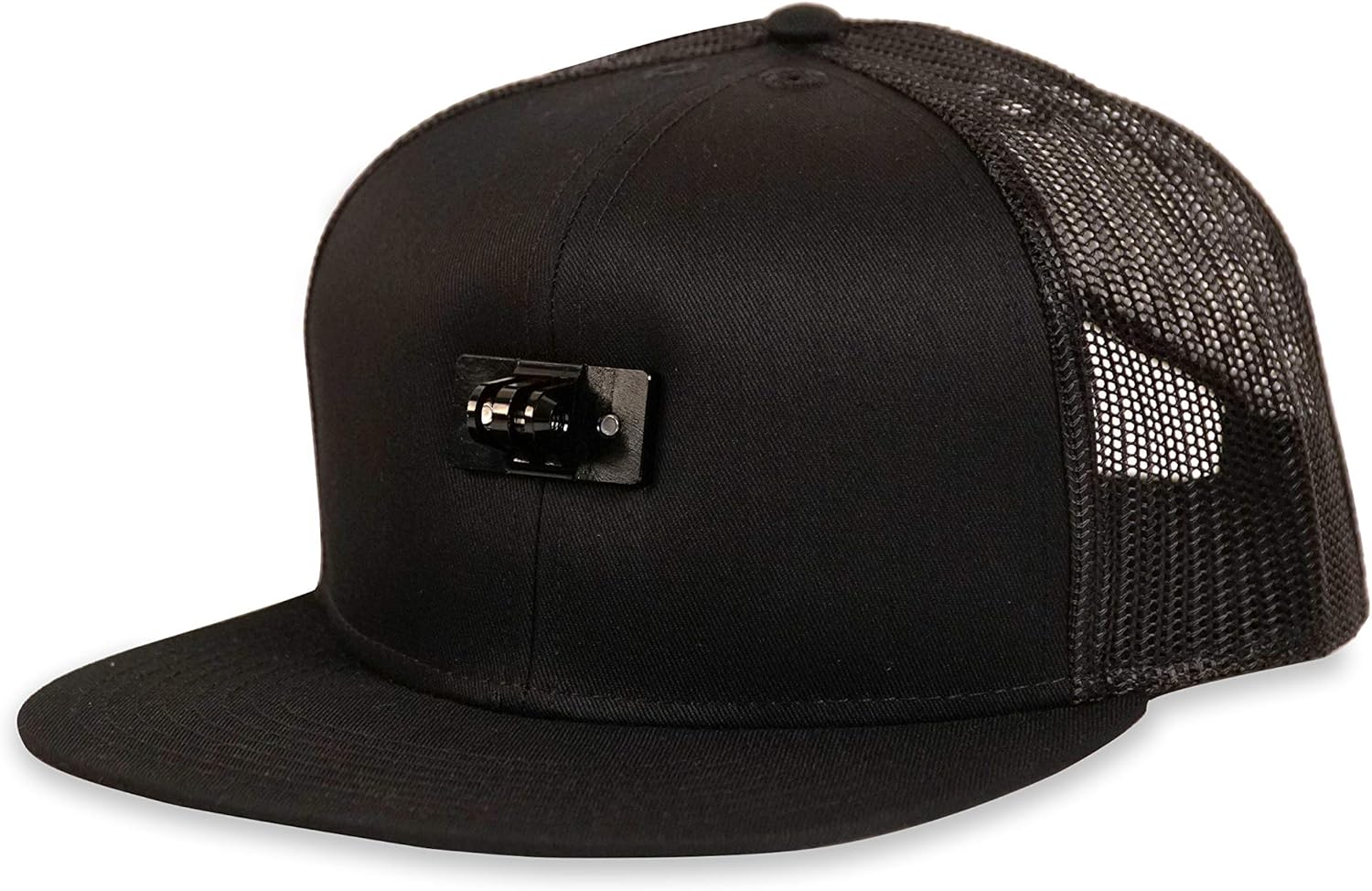 ActionHat® Black Flat Bill - Patented Floating Hat Mount Compatible for GoPro Hero 9/8/7/6/5/4/3 Action Camera
