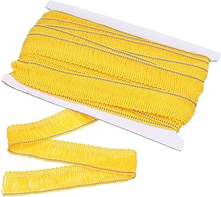 sourcing map Ribete de flecos de costura, 14 yardas, 1 pulgada, borde de borla de poliéster, cinta de encaje para accesorios de ropa, manualidades, decoración, color amarillo