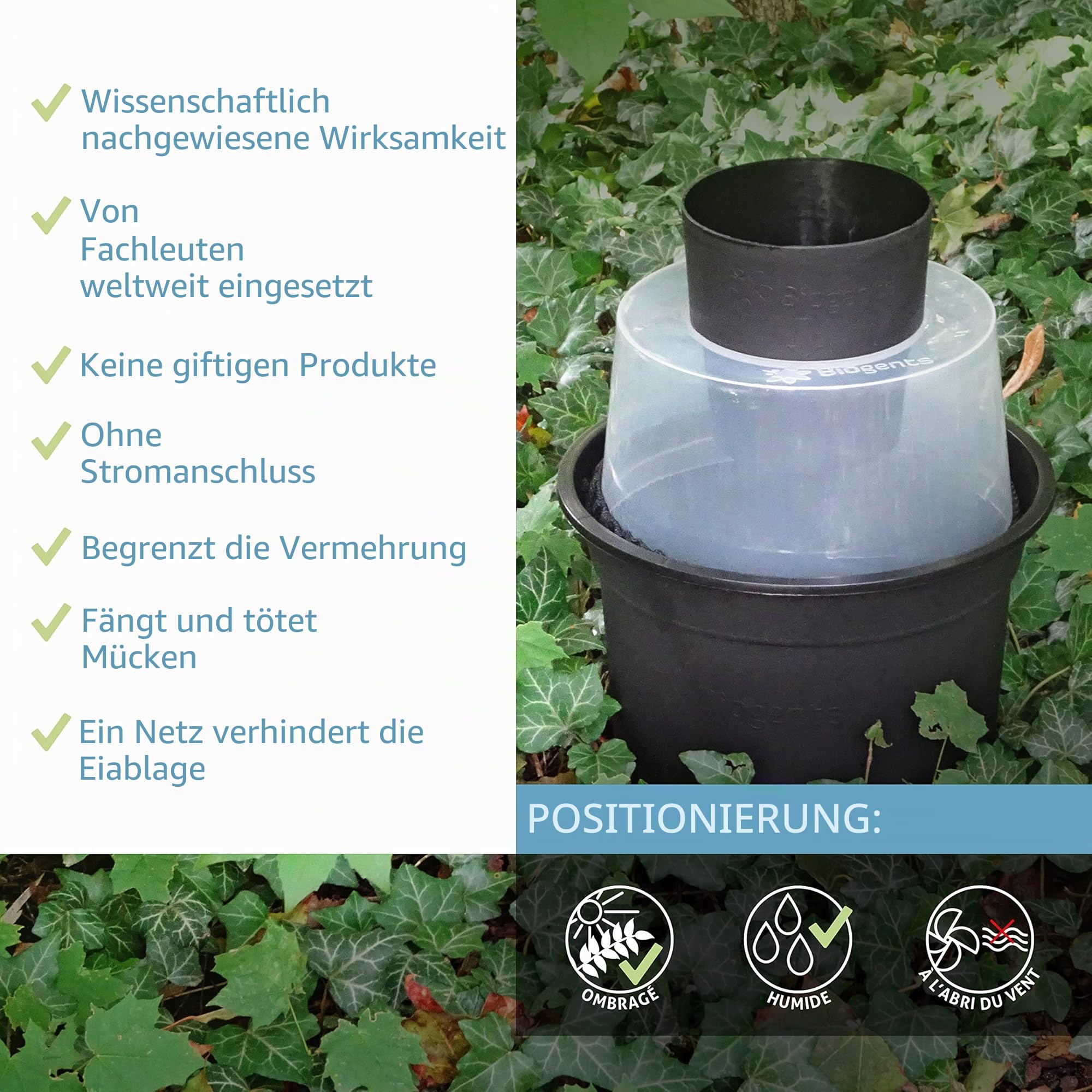 Biogents BG-GAT 2er-Pack I umweltfreundliche Moskitofalle für Außen I Mückenfalle gegen Vermehrung der Asiatischen Tigermücke & Dengue Mücke I pestizidfrei & Nicht-elektrisch