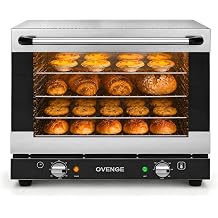 Commercial Countertop Convection Oven 43QT & 47L 110V-120V 360 Hot-Air Circulation for Even Heating, Precise Thermostat, 120-Min Auto-Shutoff Timer, Double-Layer Glass Door, 4 Racks