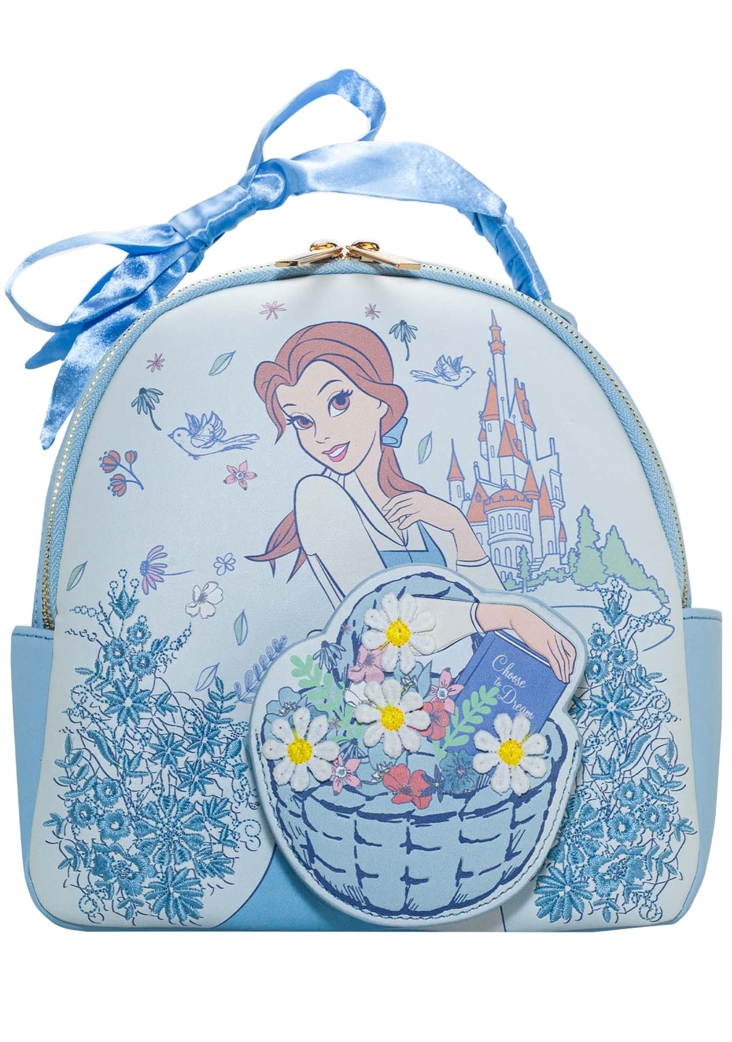 Danielle NicoleX Disney Beauty and the Beast Belle Basket Mini Backpack - Fashion Cosplay Disneybound Cute Backpacks, Multicolor