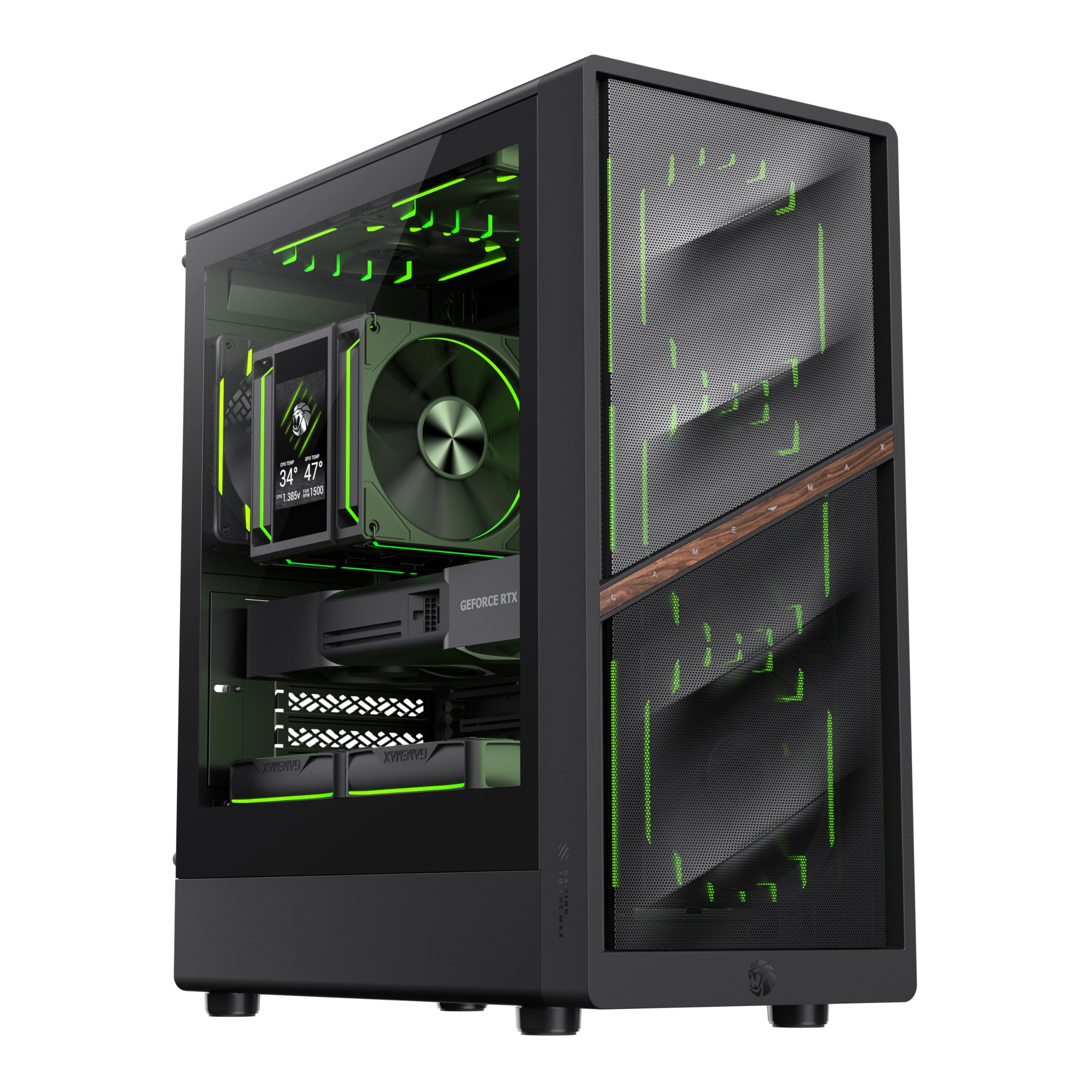 GAMEMAX AERIS 330 MB Boîtier PC Gaming M-ATX Noir, 4 Ventilateurs ARGB Inclus, GPU 330 mm, Radiateur 240/360 mm, USB-C, Stockage Multiple