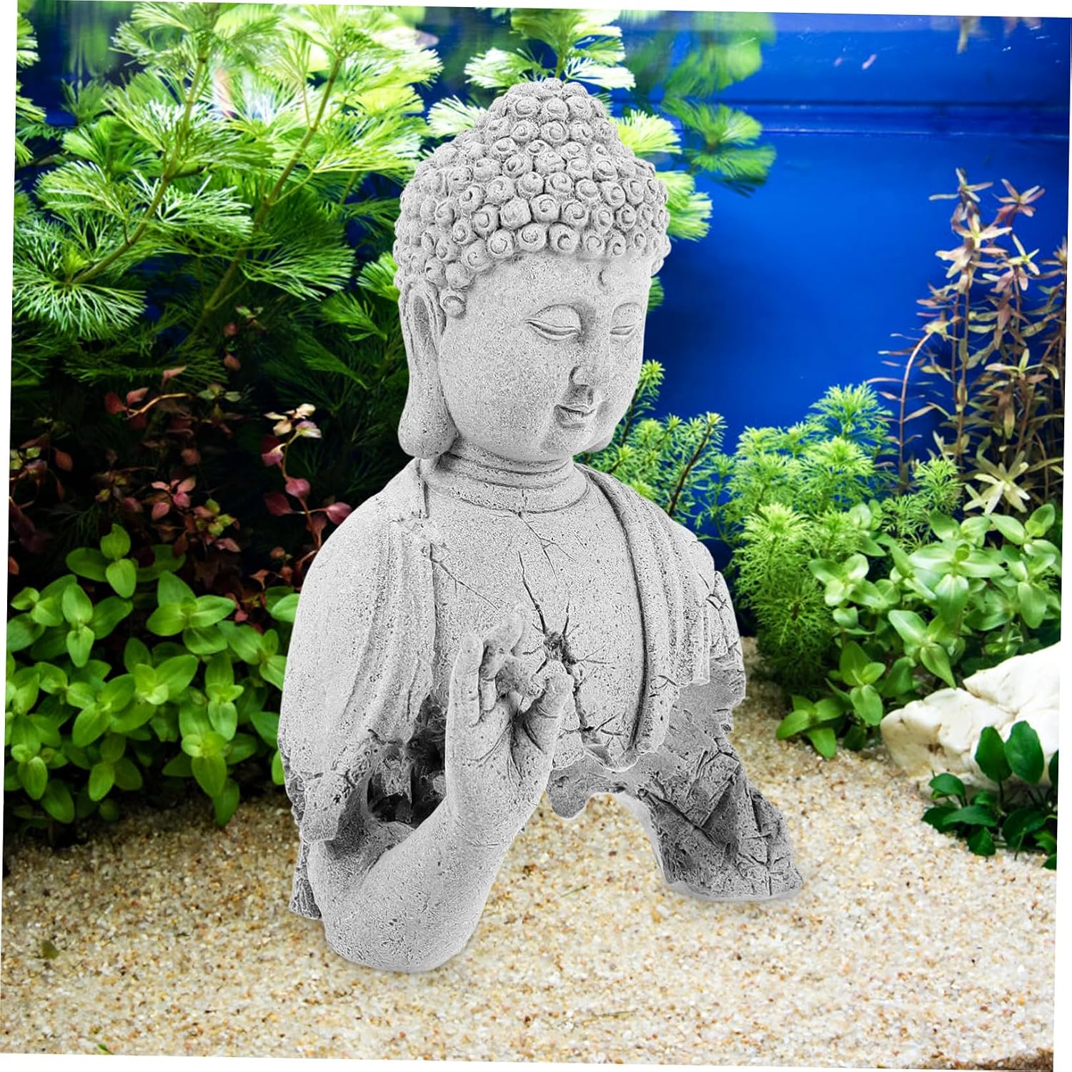 VICASKY Decorative Buddha Statue Aquarium Ornament Peaceful Fish Tank Sculpture Garden Buddha Figurine for Zen Easy to Place with Fine Workmanship and Cultural Charm