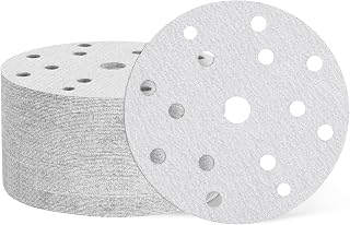 sourcing map 100 discos de lijado de 152 mm, 15 agujeros, grano 100, almohadillas de lija orbitales aleatorias para carpintería, pulido de metal, color blanco