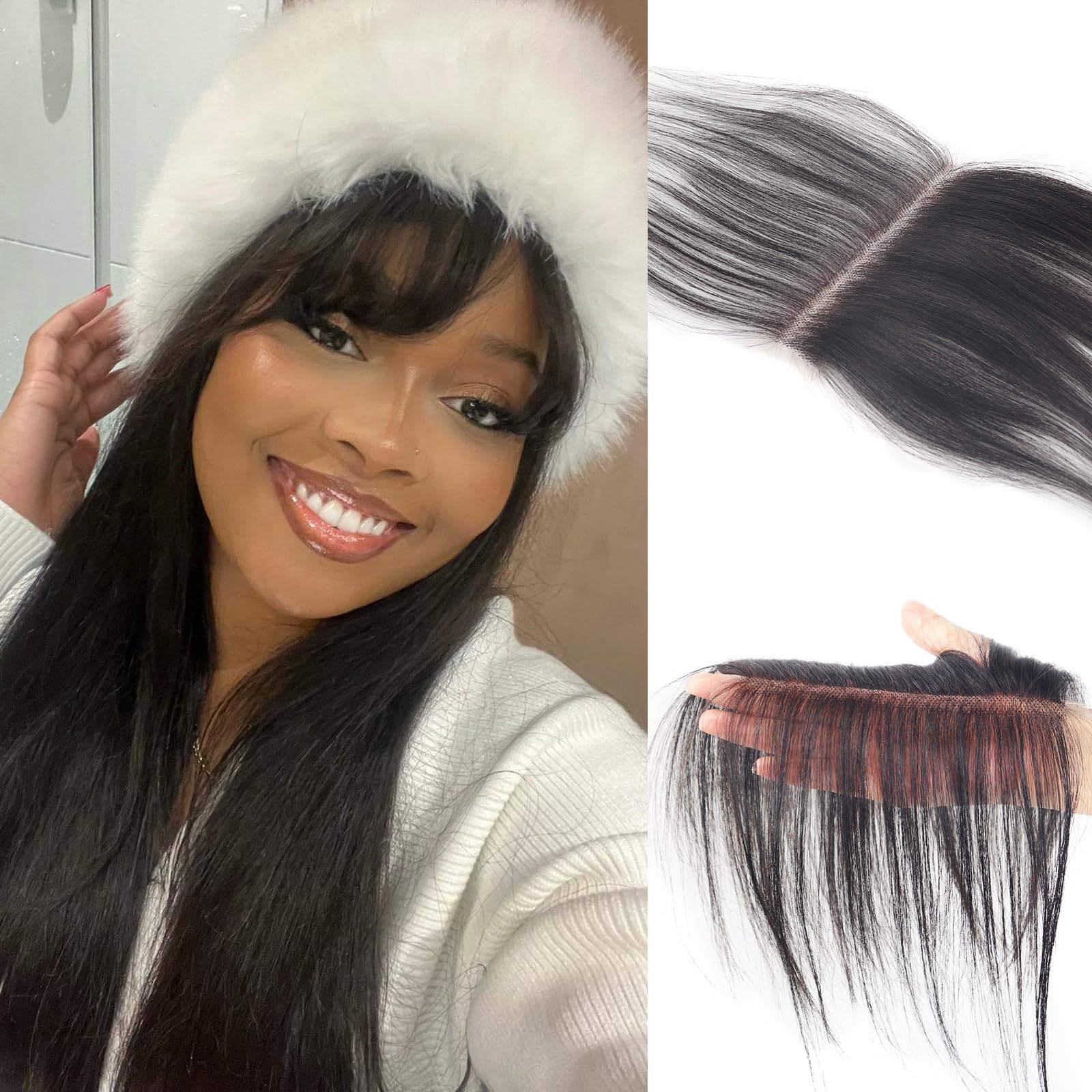 HD Transparent Lace Bangs with Baby Hairline – 6x1 Invisible Swiss Lace Replacement Hairpiece, 100% Remy Human Hair, Natural Color